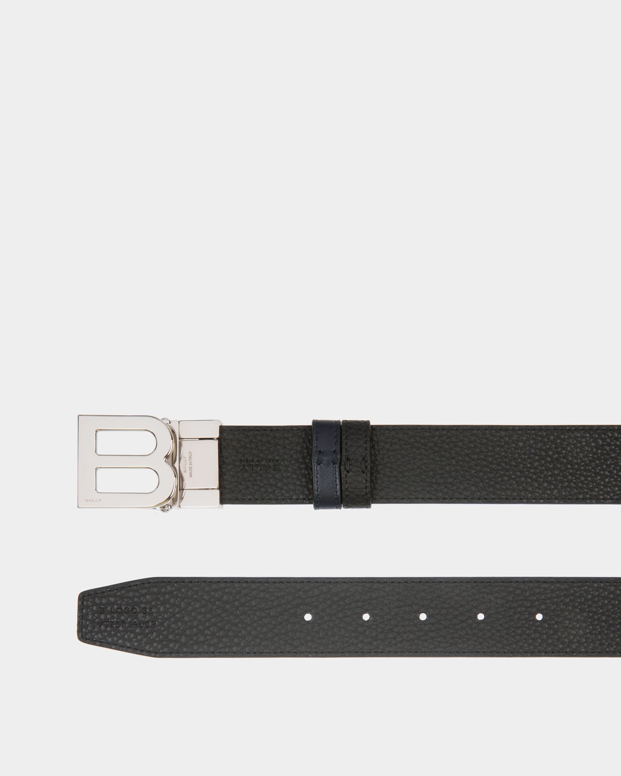 Bally Global - Ceinture B Logo 35 mm Réversible Et Ajustable En Cuir Navy Blue Et Noir - Multicolore