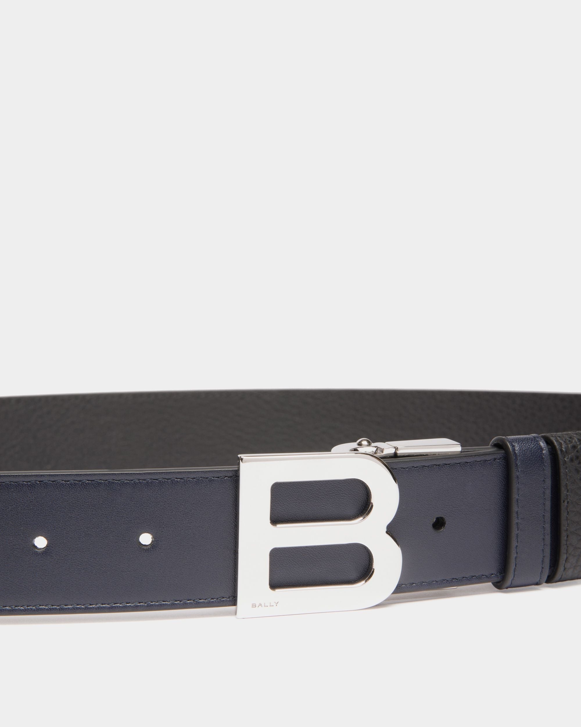 Bally Global - Ceinture B Logo 35 mm Réversible Et Ajustable En Cuir Navy Blue Et Noir - Multicolore