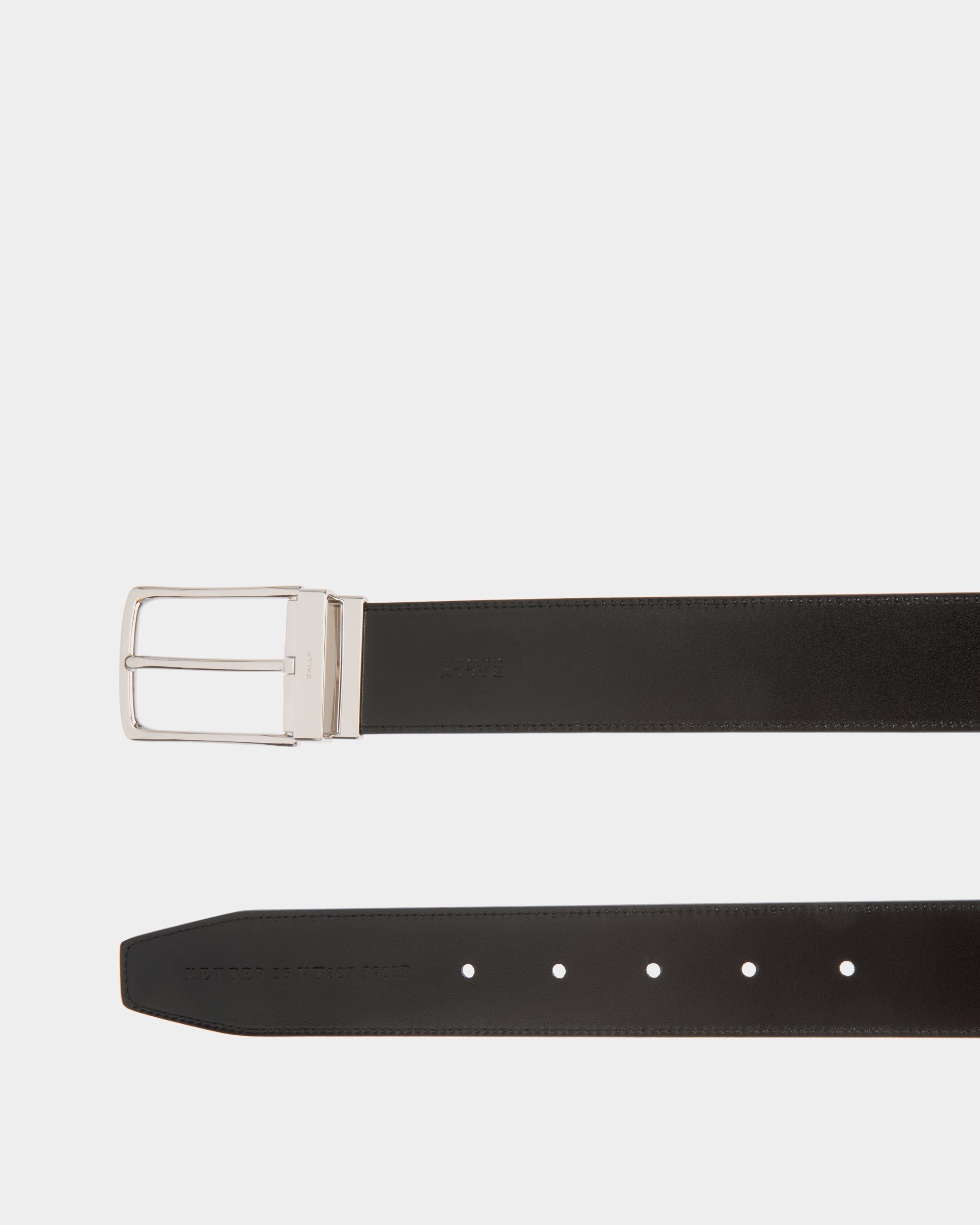 Bally Global - Ceinture Ketter 35 mm Réversible Et Ajustable En Cuir Noir - Noir