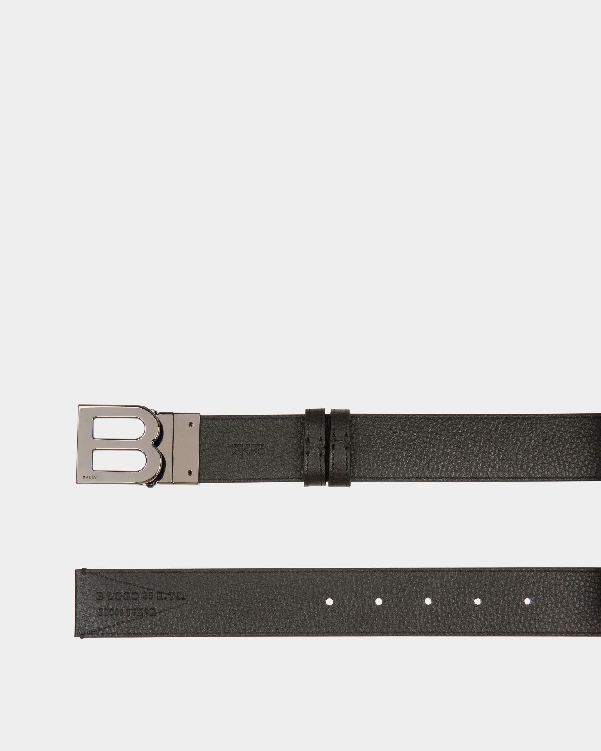 Bally Global - B Logo 35mm Reversible Belt in Navy Blue and Light Blue Fabric And Leather - Multicolor