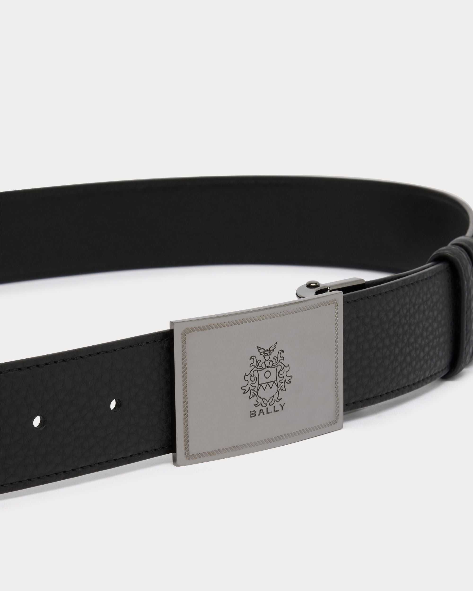 Bally Global - Crest Plaque 35 mm Adjustable And Reversible Belt in Black And Ebano Leather - Multicolor