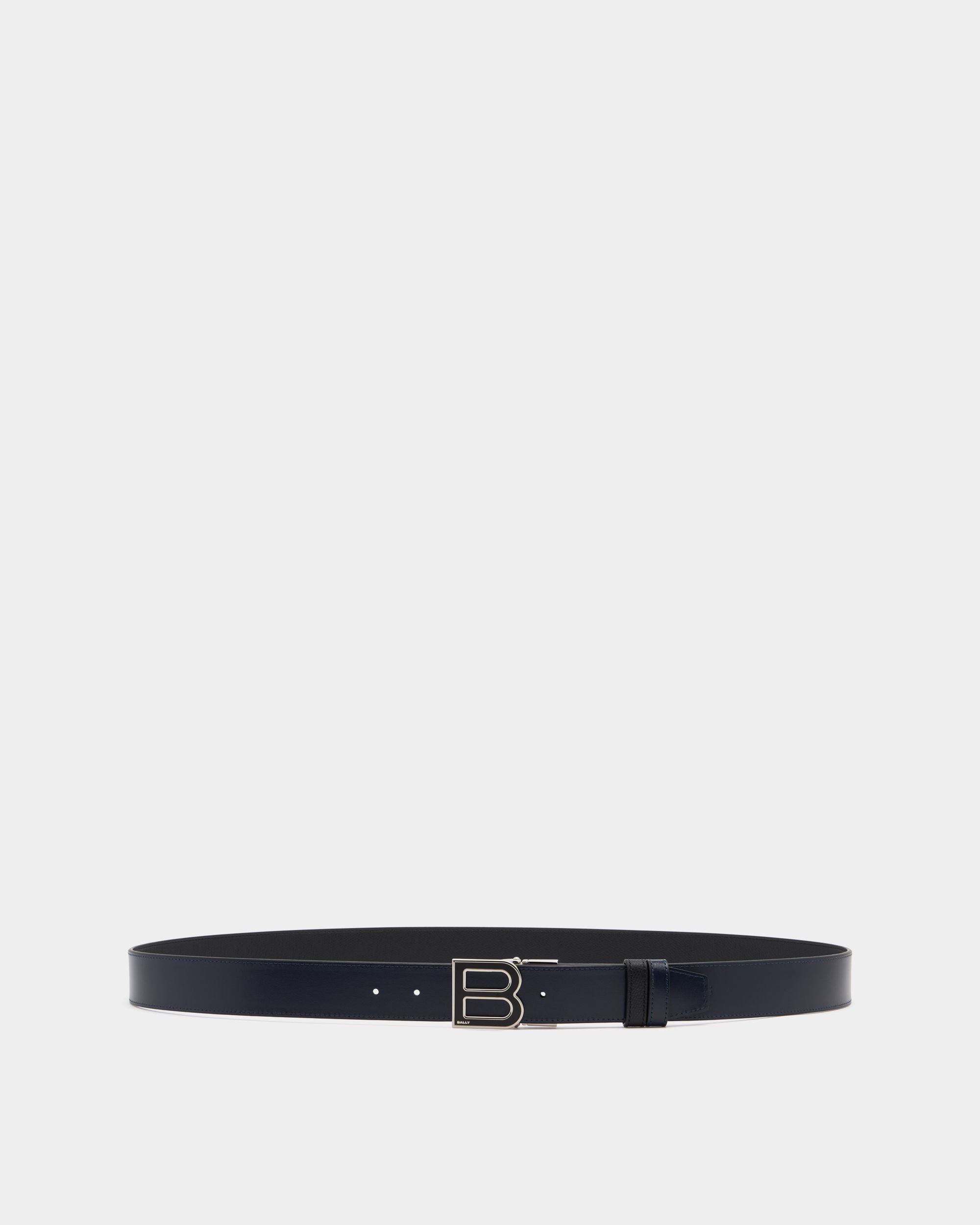 Bally Global - Cinturón B Logo De 35 Mm Ajustable Y Reversible De Piel Negra Y Navy Blue - Multicolor