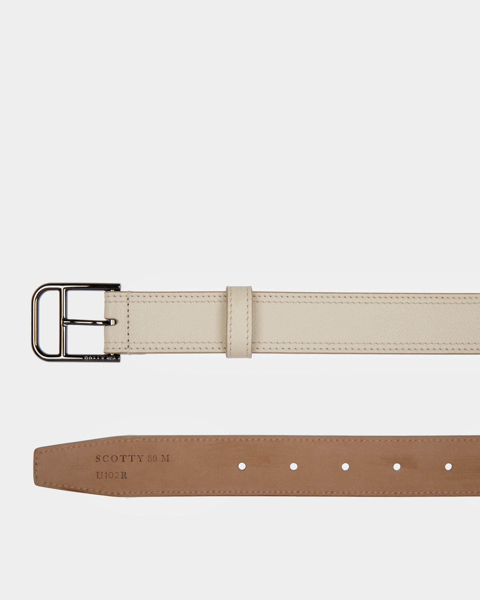 Bally Global - Scotty Leather 30Mm Belt In Bone - White