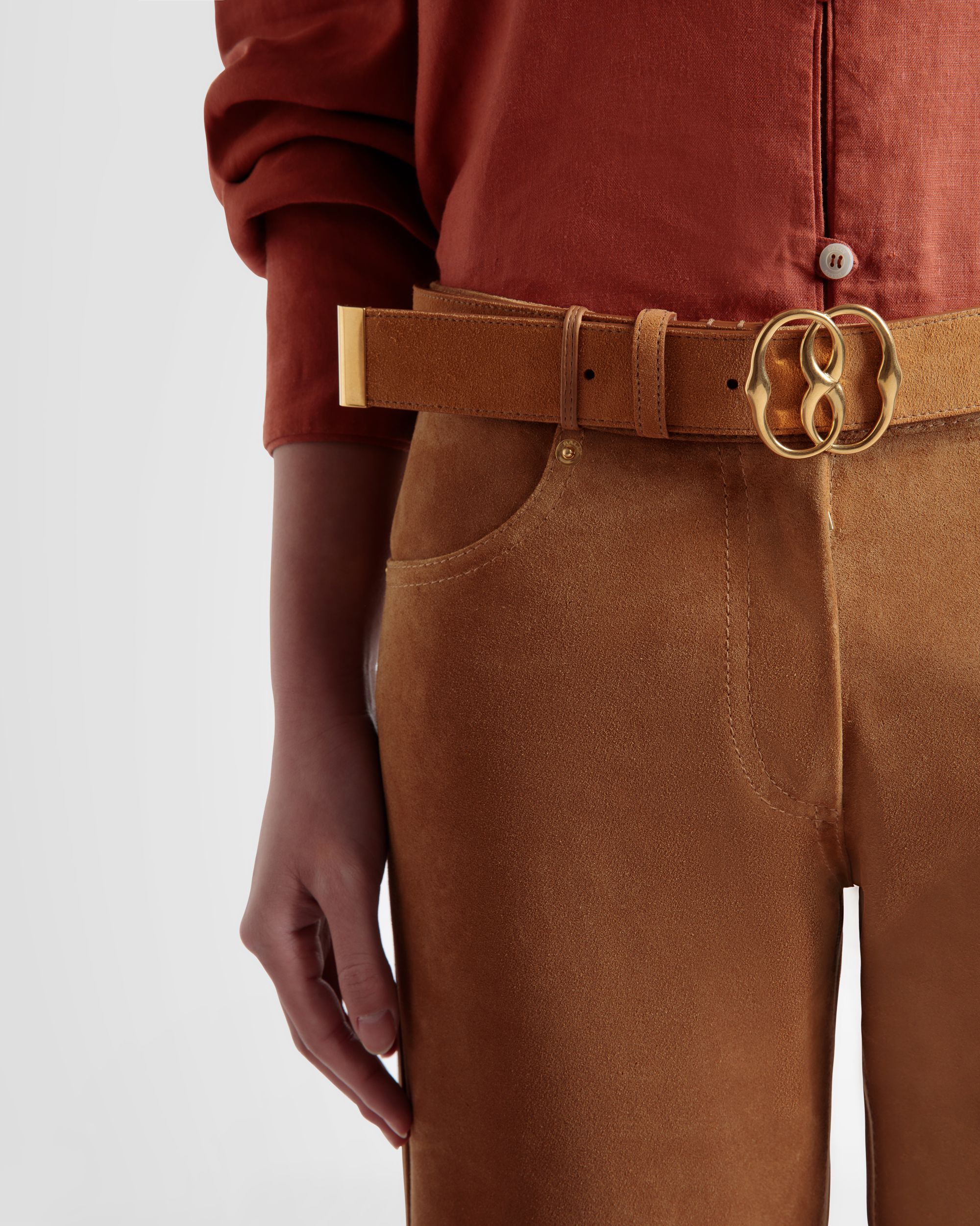 Bally Global - Emblem 35 mm Belt in Beige Suede - Beige