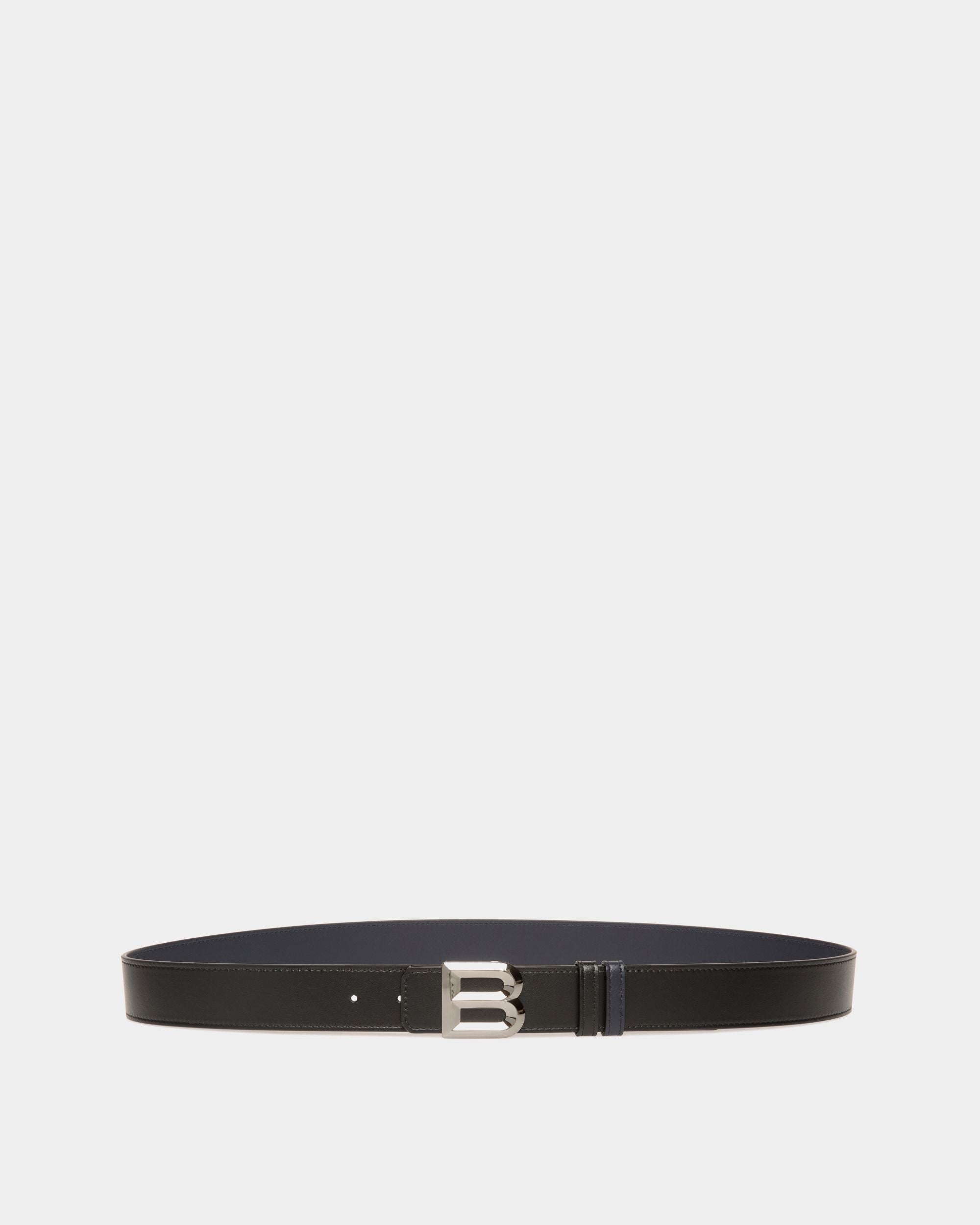 Bally Global - Cinturón Reversible B Bold 35 Mm De Piel Negra Y Navy Blue - Multicolor