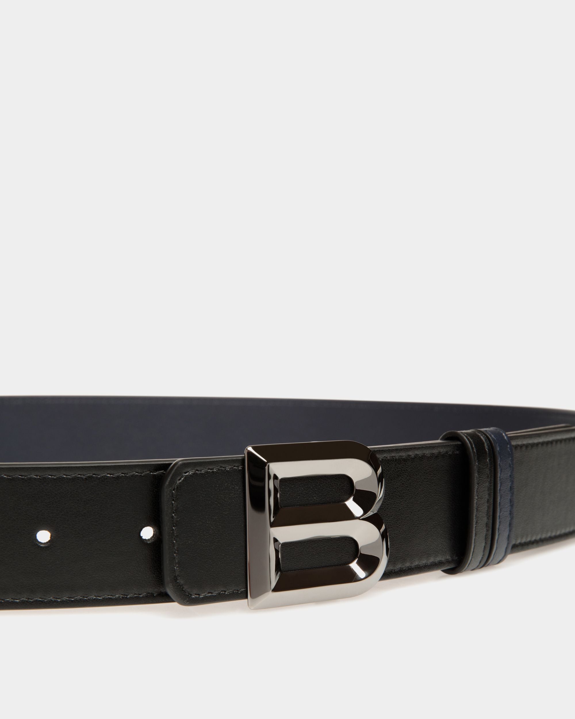 Bally Global - Cinturón Reversible B Bold 35 Mm De Piel Negra Y Navy Blue - Multicolor