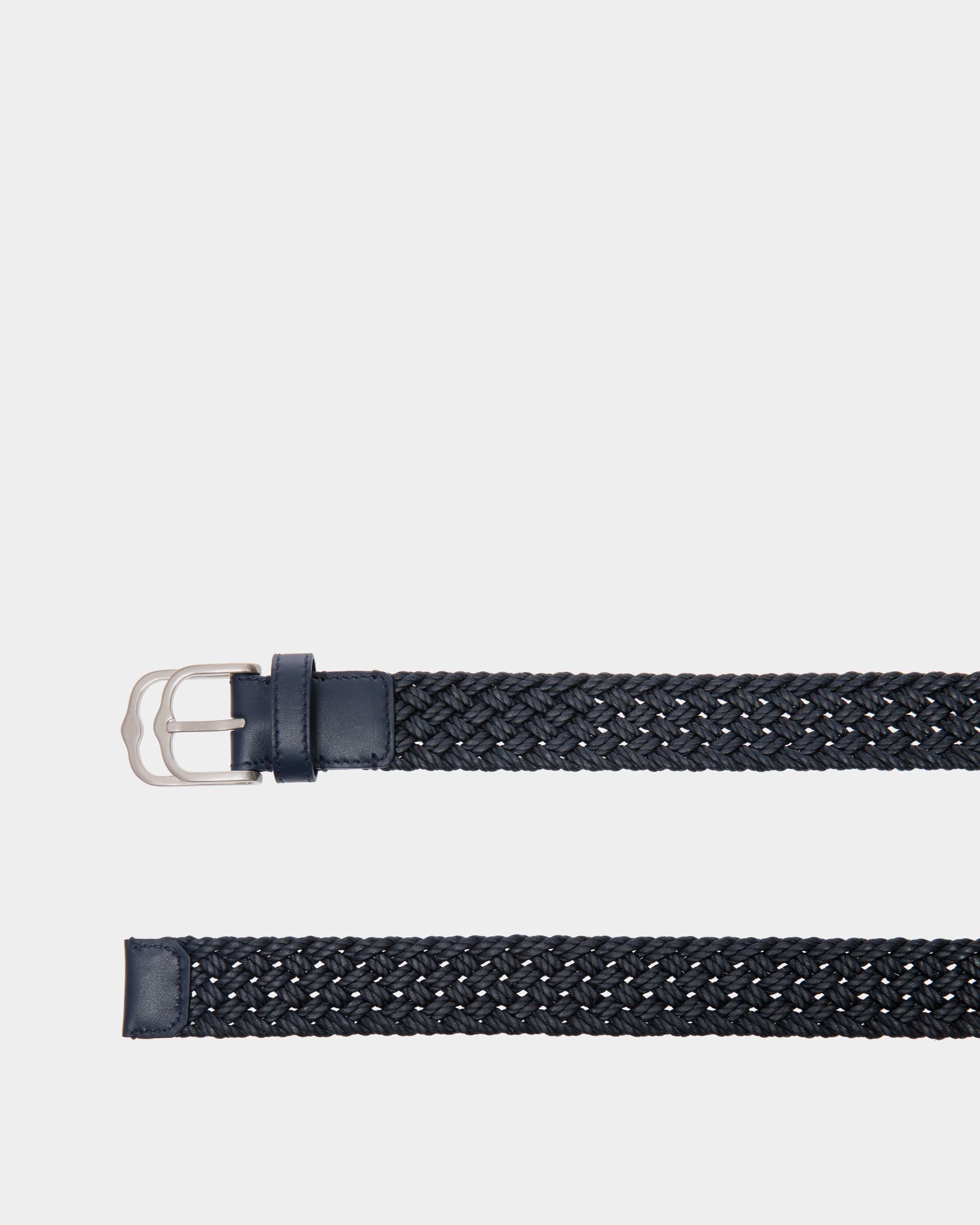 Bally Global - Embert 30mm Belt in Fabric And Leather - Blue
