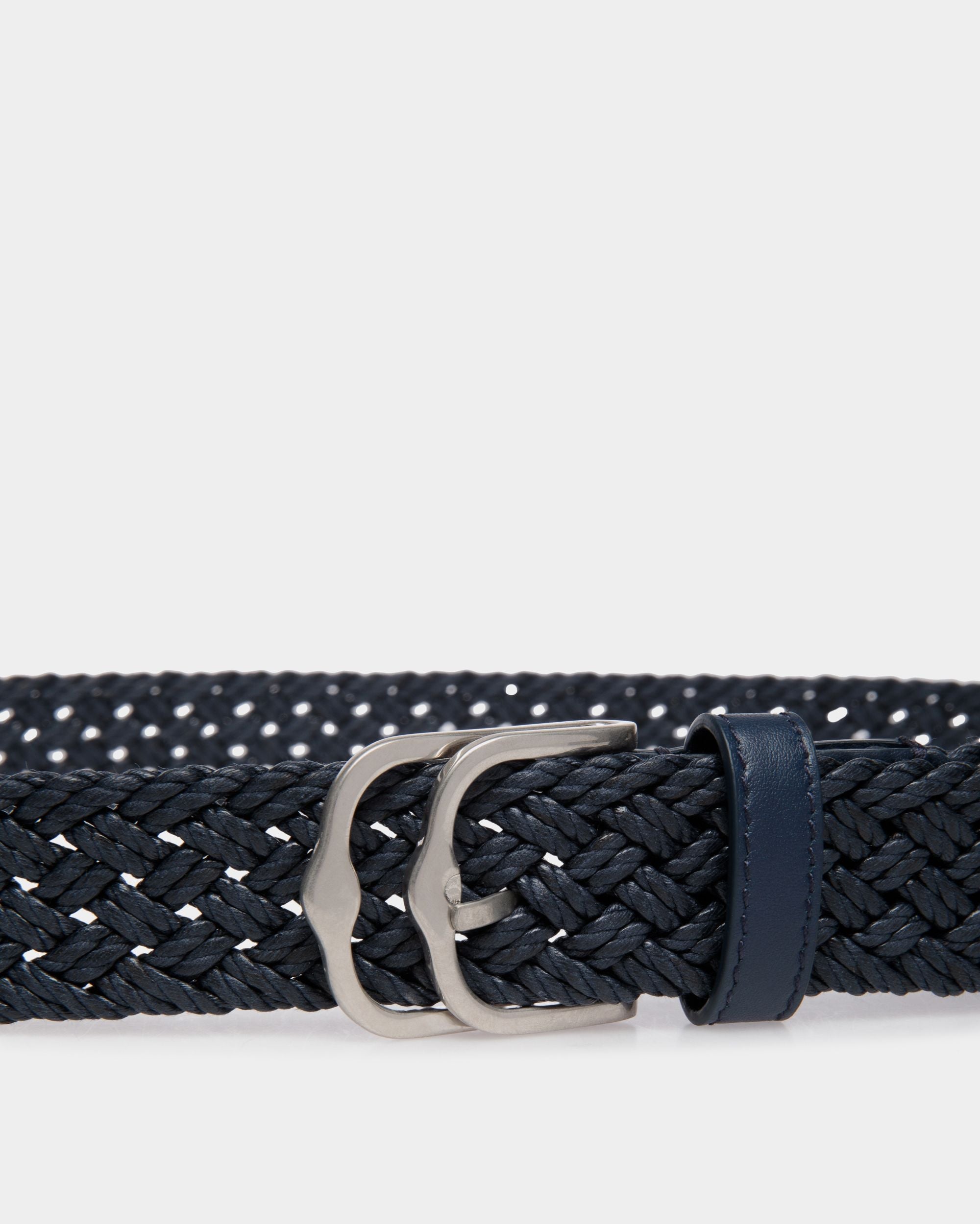 Bally Global - Embert 30mm Belt in Fabric And Leather - Blue