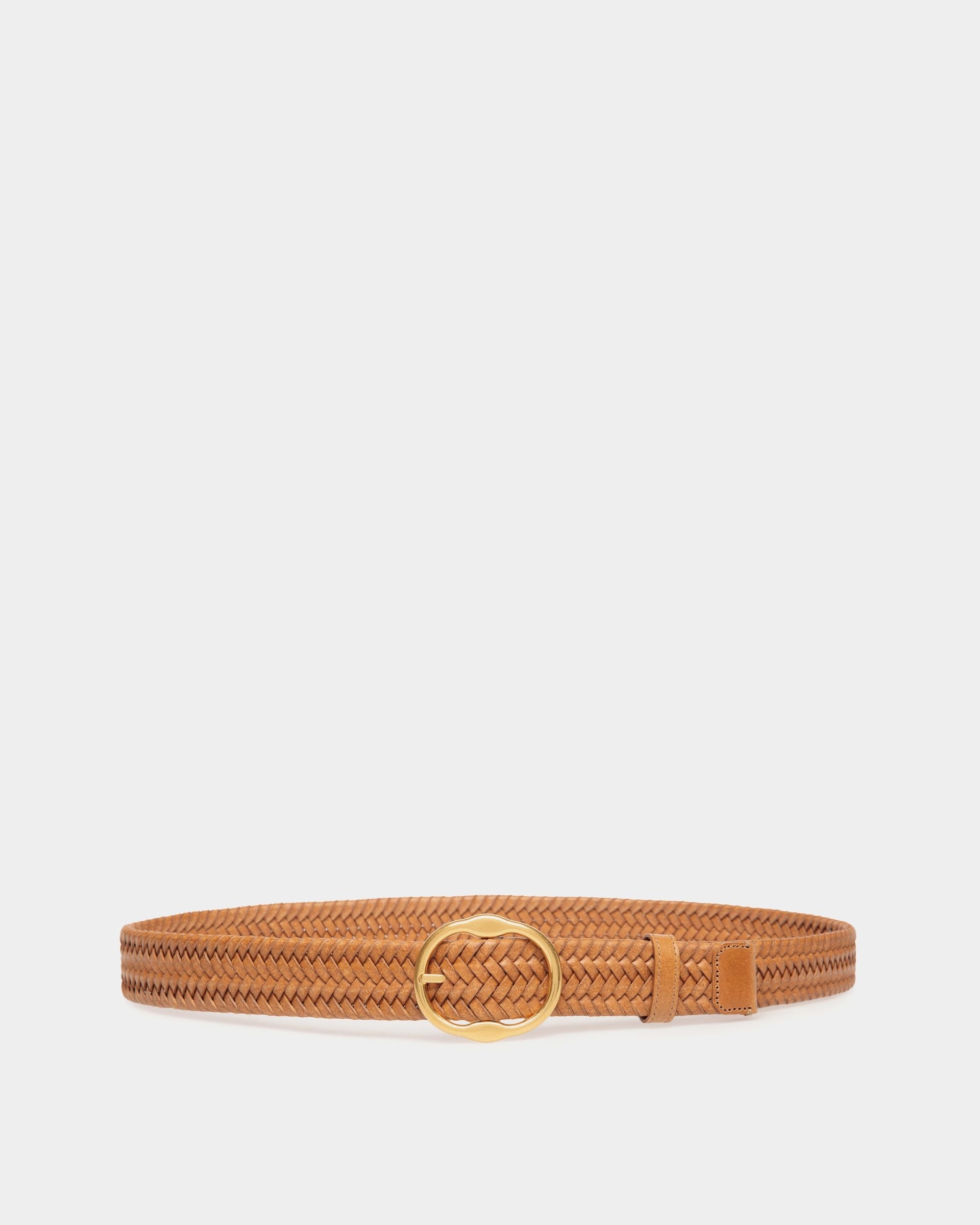 Bally Global - Emblem 35mm Braided Belt in Desert Leather - Brown