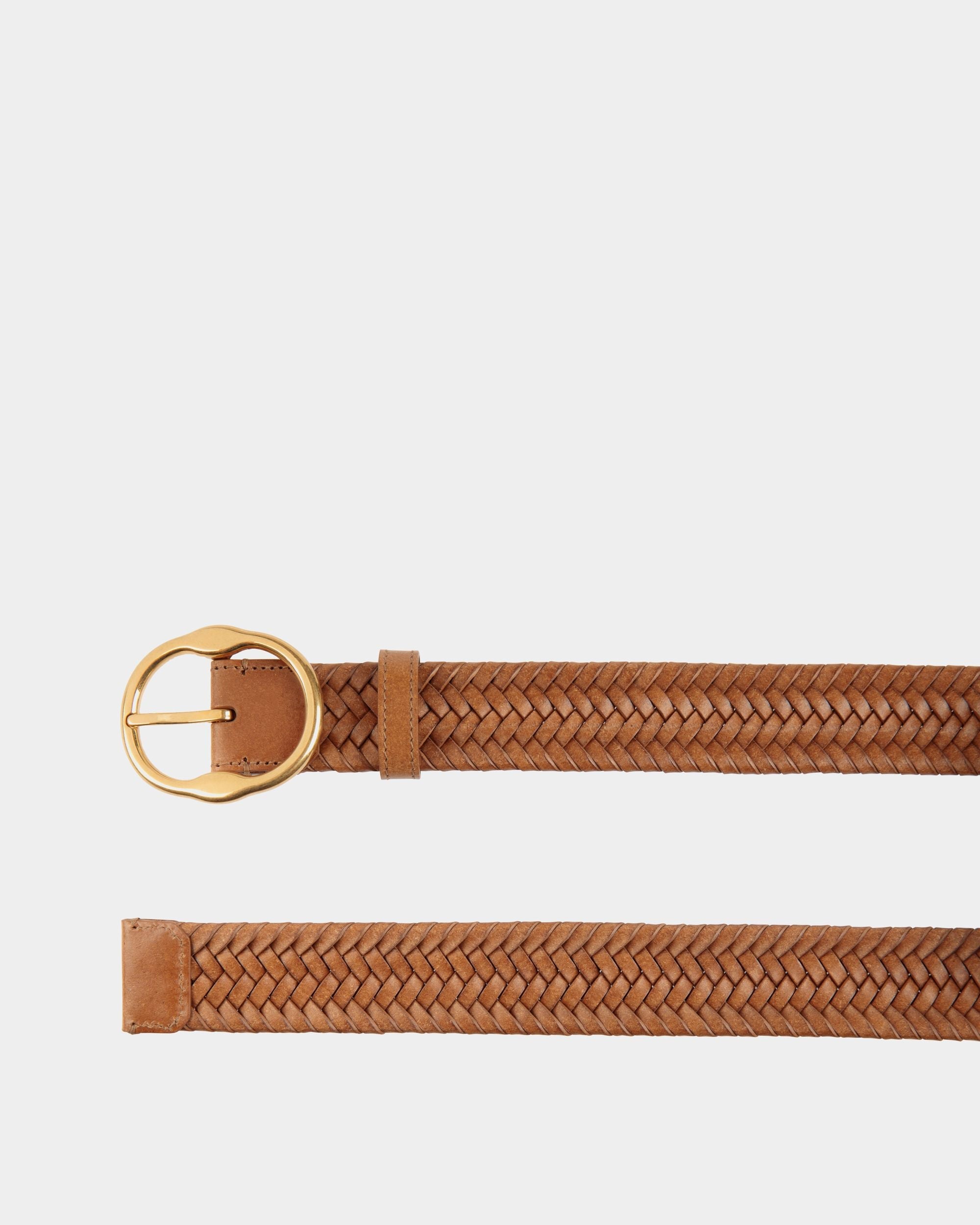 Bally Global - Emblem 35mm Braided Belt in Desert Leather - Brown