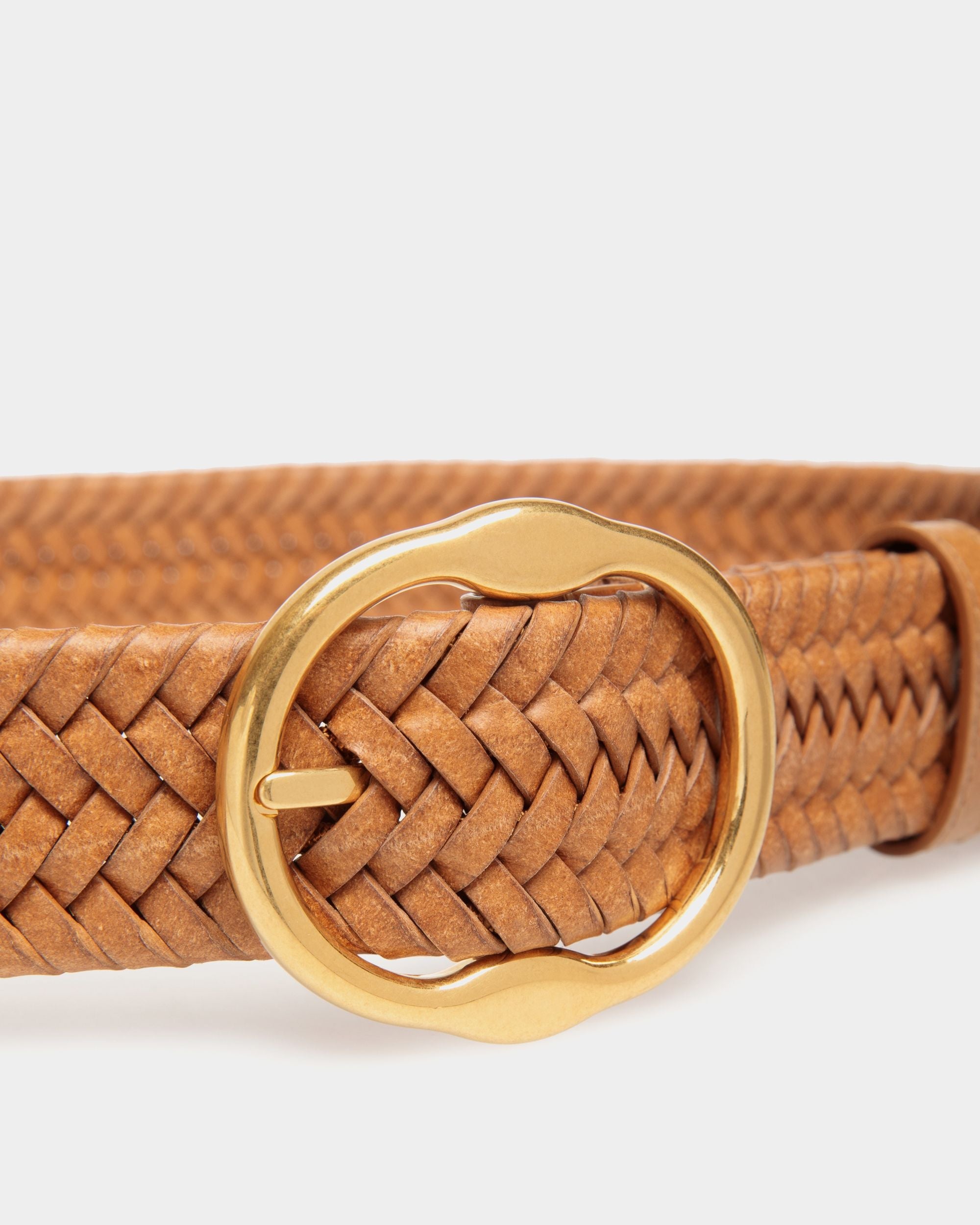Bally Global - Emblem 35mm Braided Belt in Desert Leather - Brown