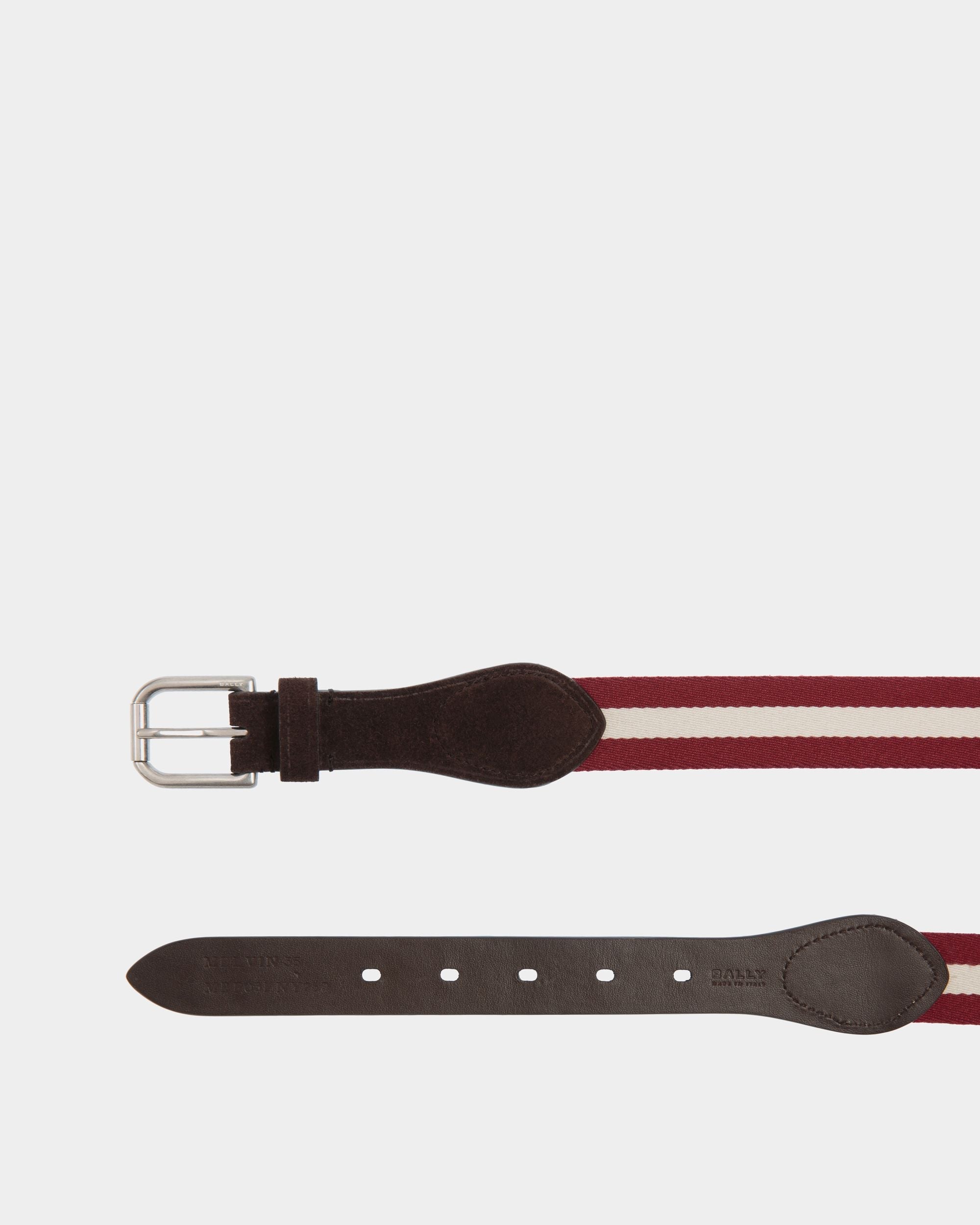 Bally Global - Melvin 35mm Belt in Red and White Fabric And Suede - Multicolor