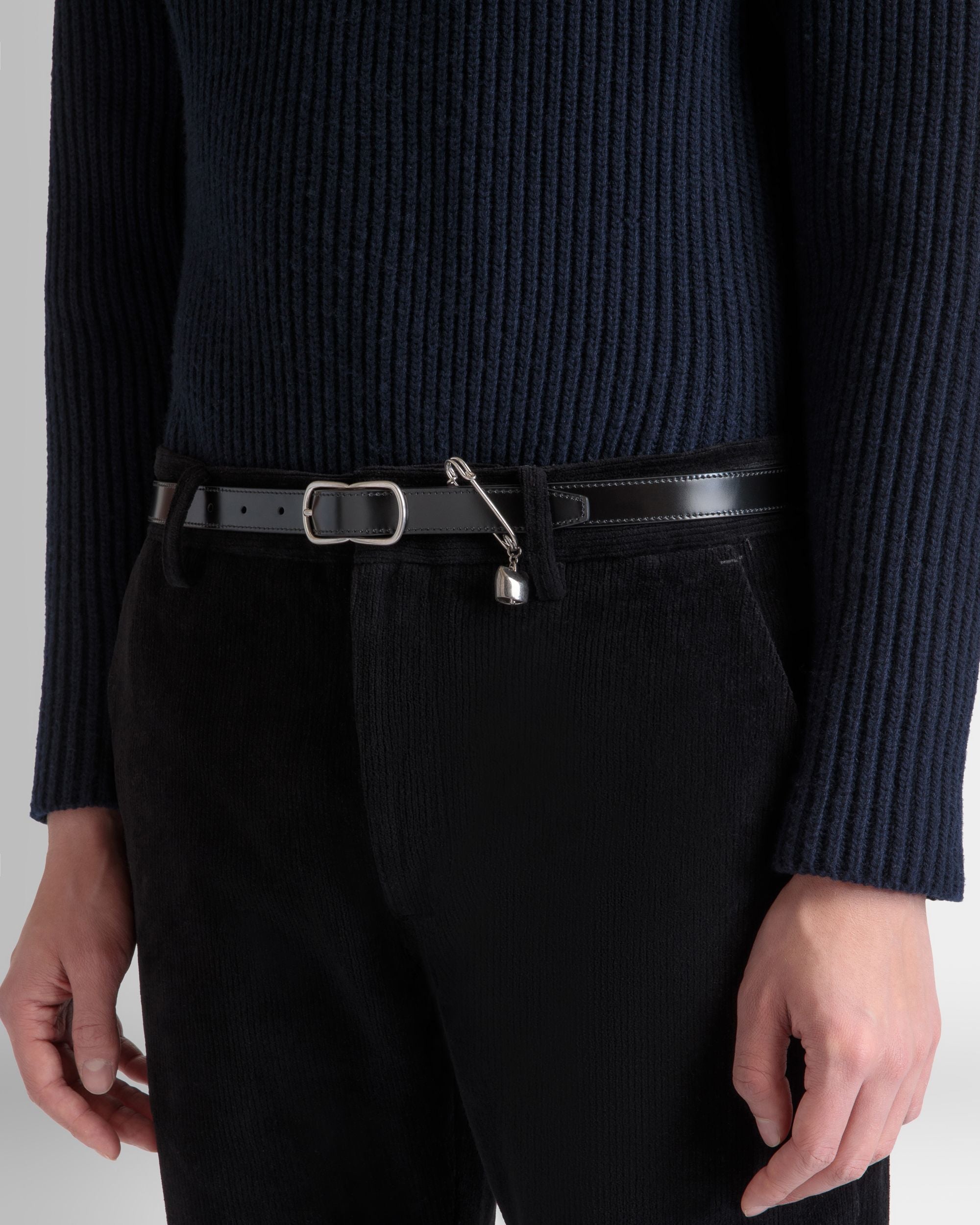 Bally Global - Cinturón Loto Pin De 20 Mm De Piel Negra - Negro