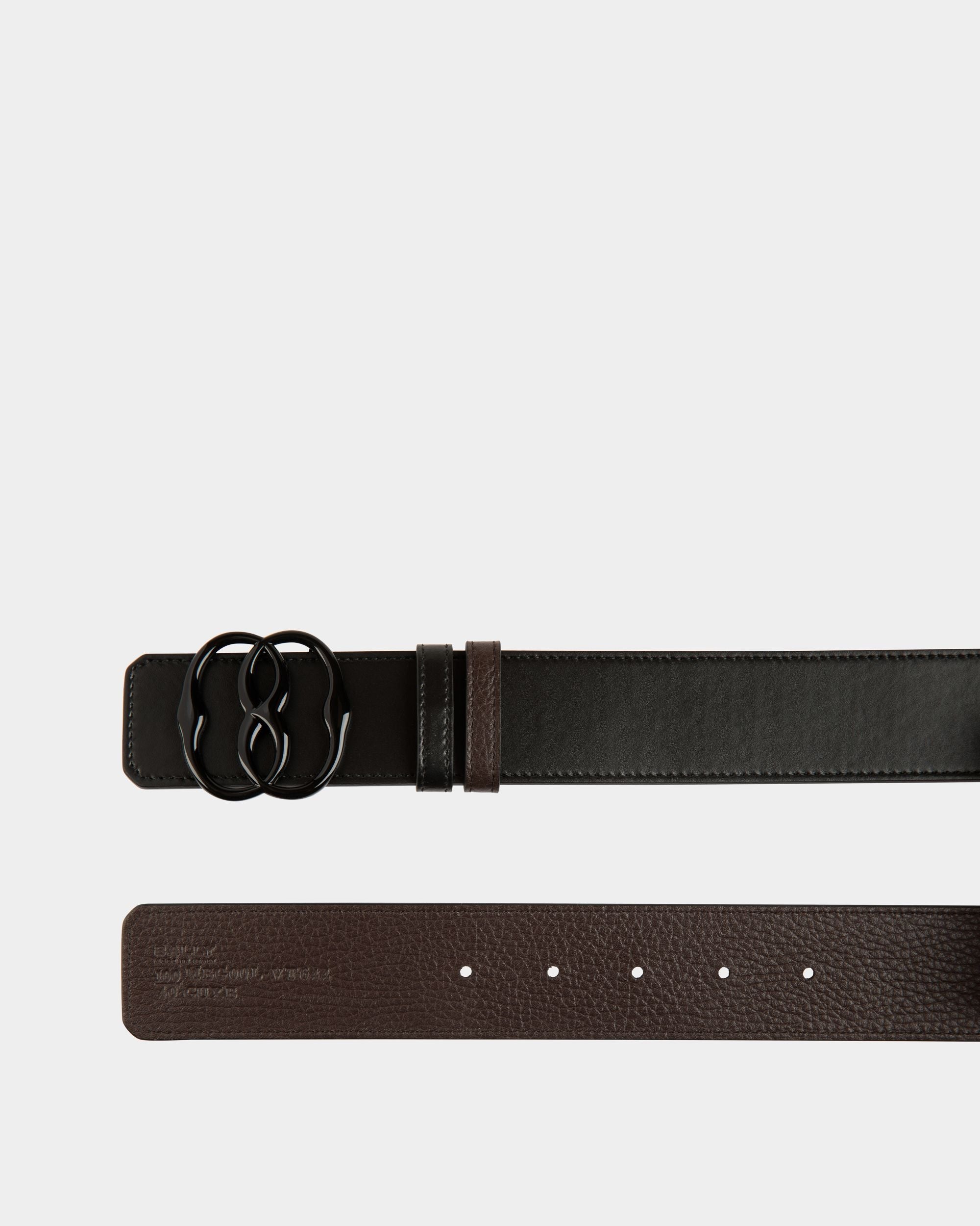 Bally Global - Emblem 40mm Reversible Belt in Ebano and Black Leather - Multicolor