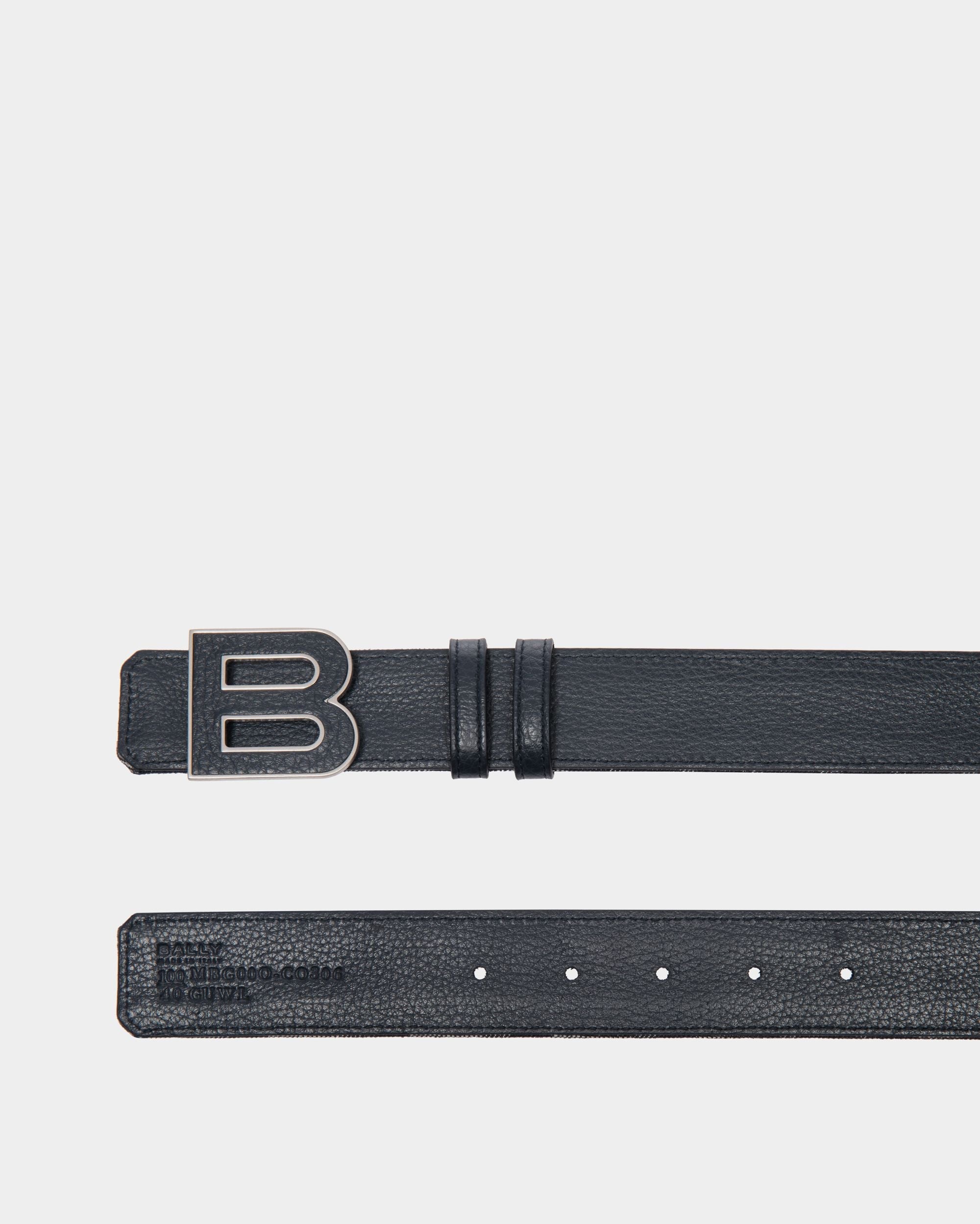Bally Global - B Bold 35mm Reversible Belt in Pennant Print Fabric And Leather - Blue