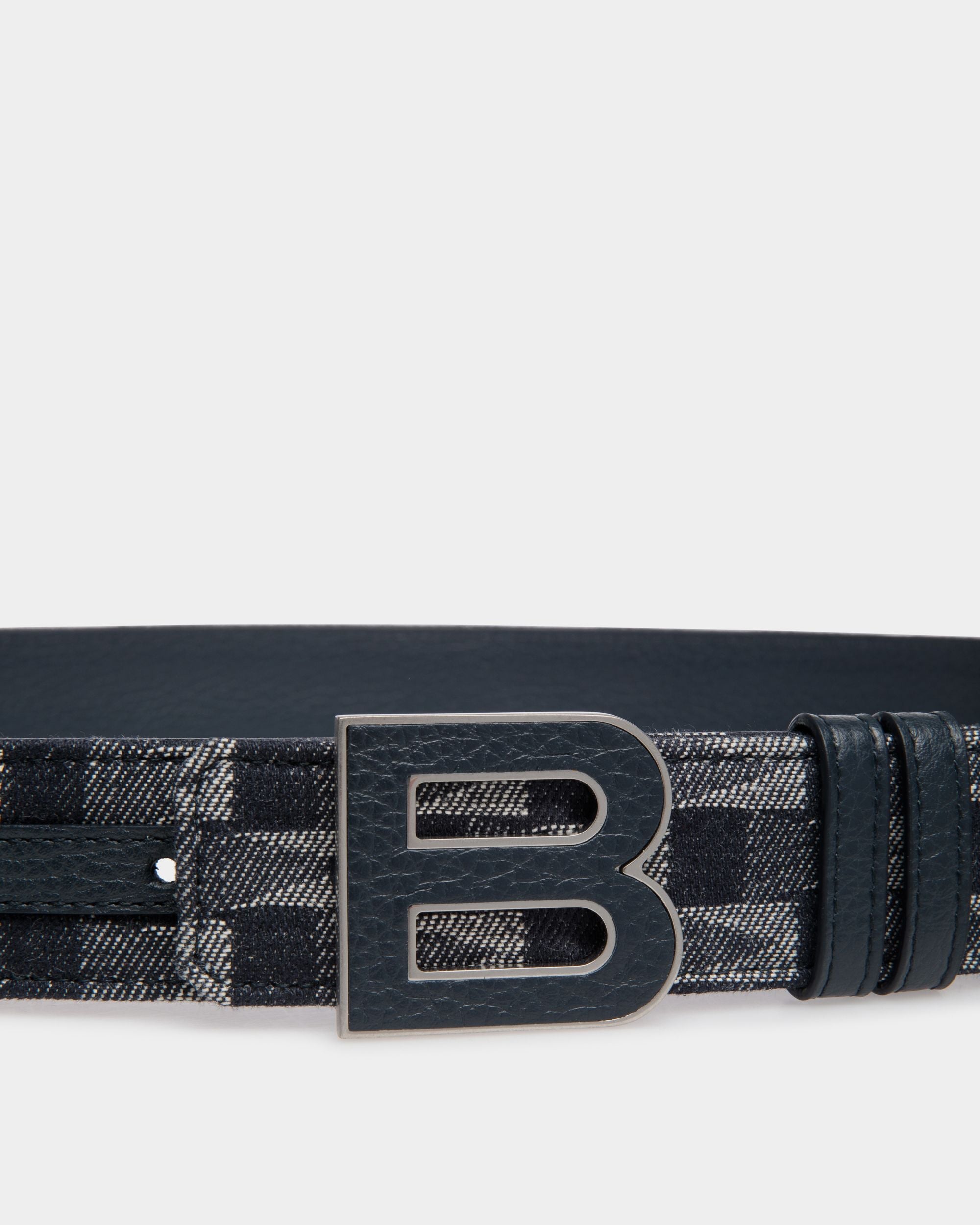 Bally Global - B Bold 35mm Reversible Belt in Pennant Print Fabric And Leather - Blue