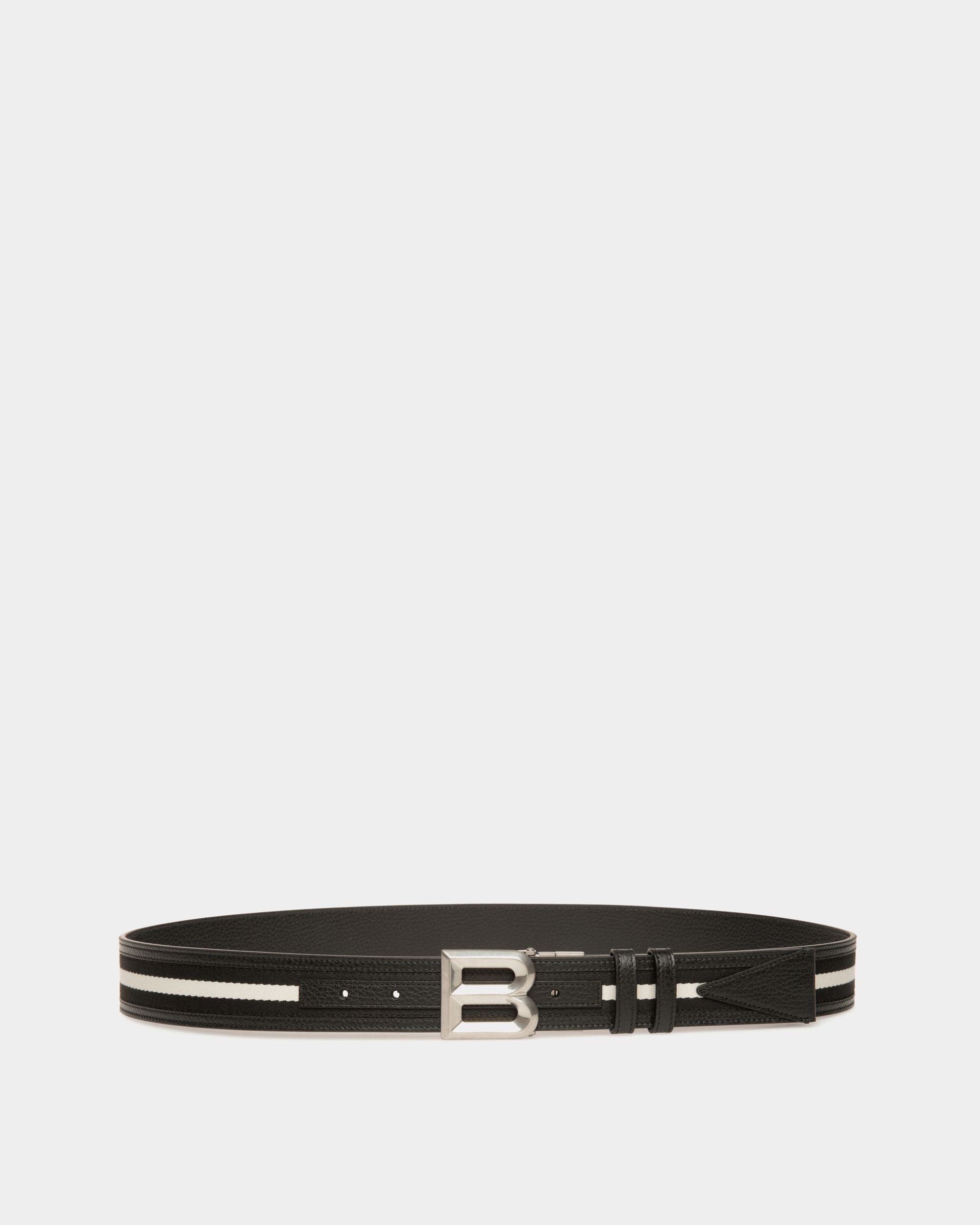 Bally Global - B Bold 35mm Reversible Belt in Fabric And Leather - Black