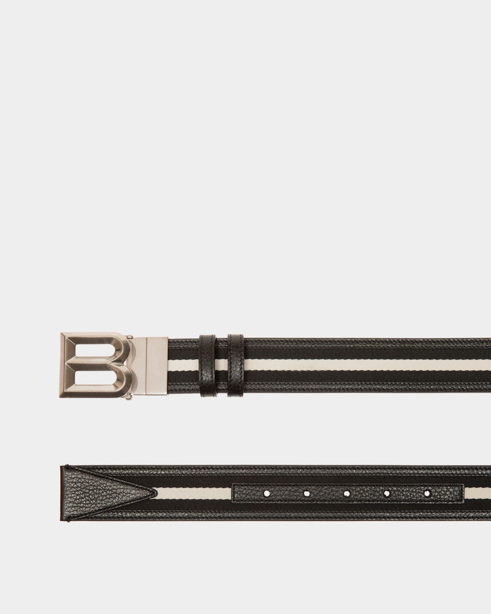 Bally Global - B Bold 35mm Reversible Belt in Fabric And Leather - Black