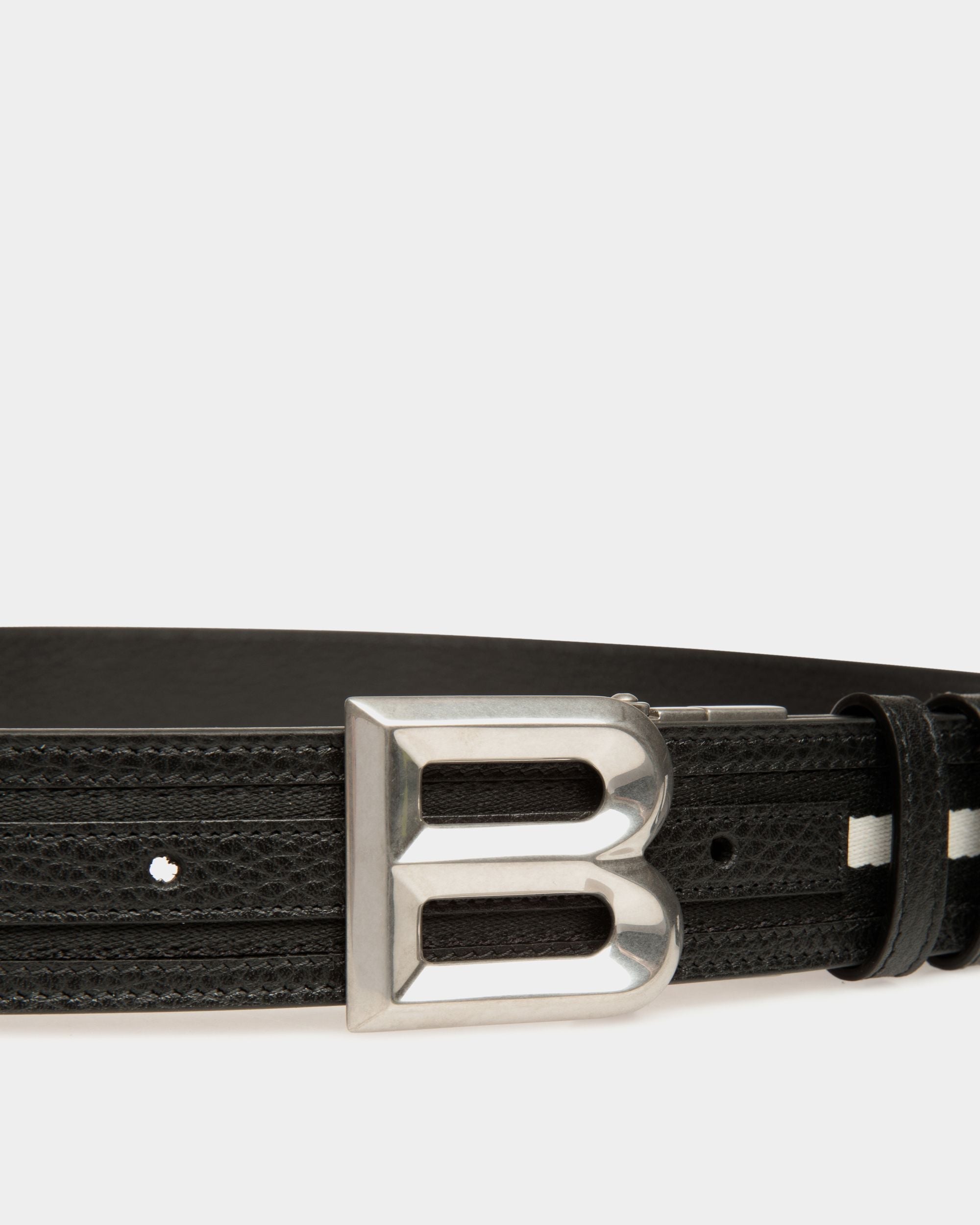 Bally Global - B Bold 35mm Reversible Belt in Fabric And Leather - Black