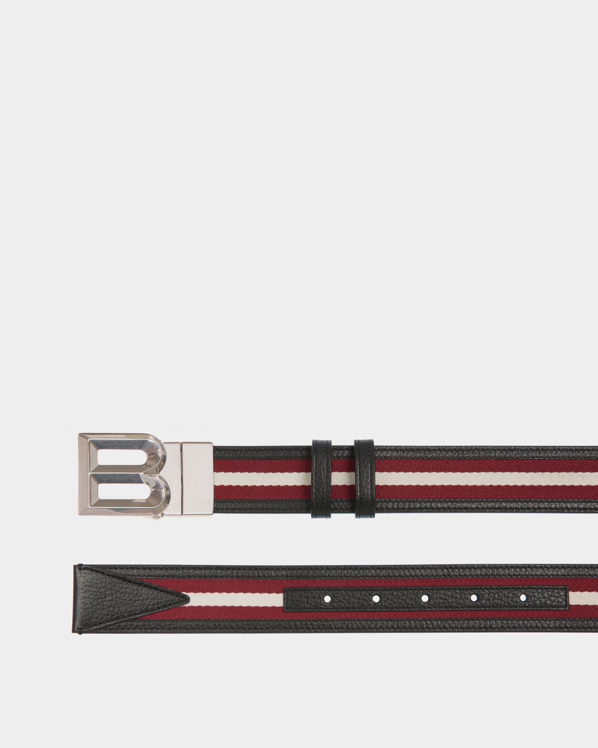 Bally Global - B Bold 35mm Reversible Belt in Red White Red Fabric And Leather - Red