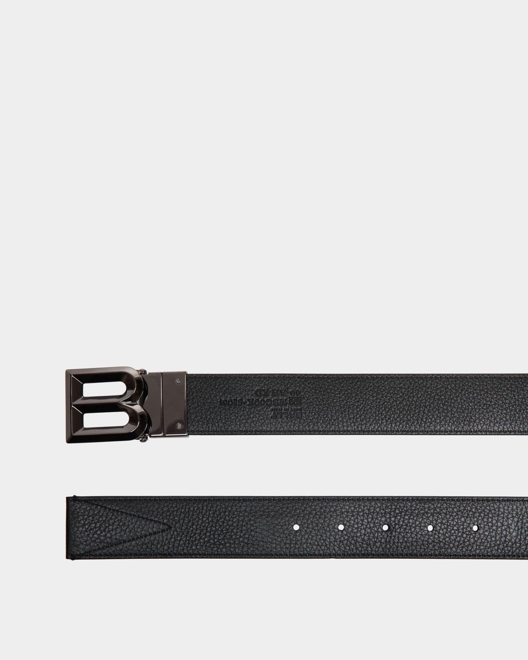 Bally Global - Cinturón Reversible B Bold 35 Mm De Tela Y Piel Negra Y Blanca - Negro