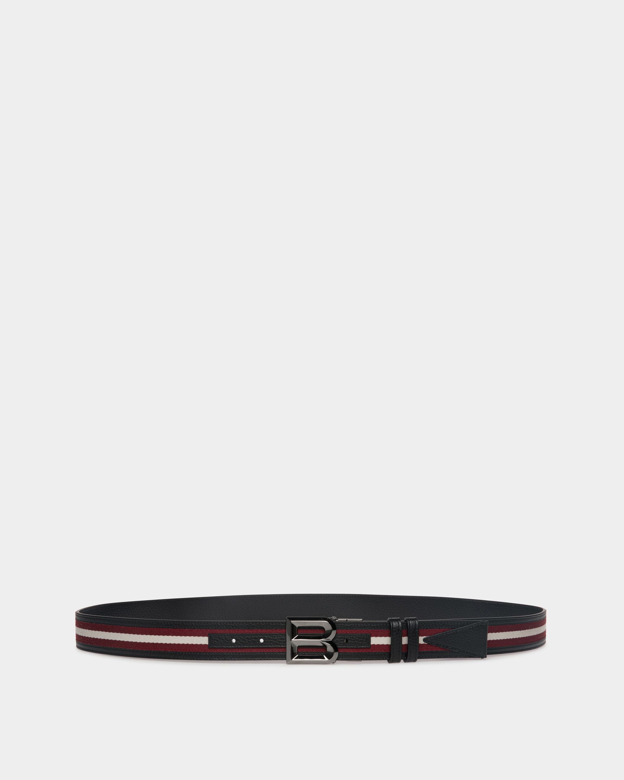 Bally Global - B Bold 35mm Reversible Belt In Red And White Fabric And Leather - Multicolor