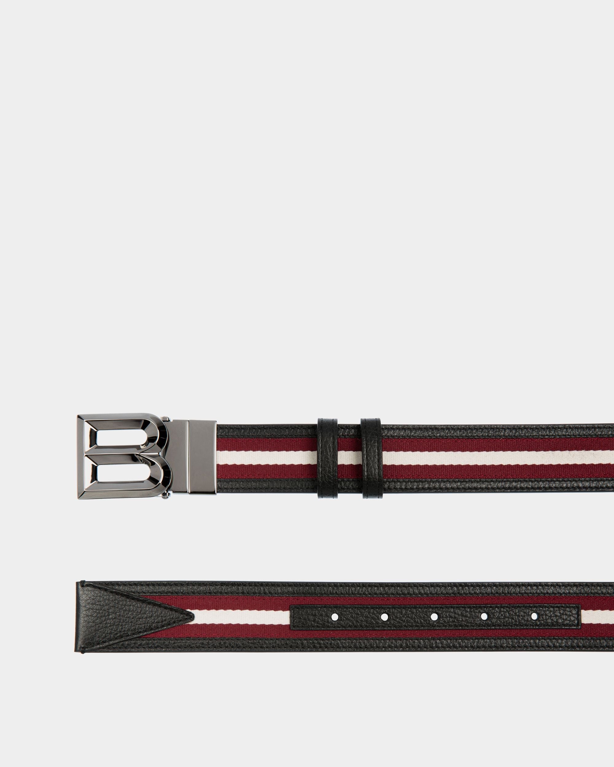 Bally Global - B Bold 35mm Reversible Belt In Red And White Fabric And Leather - Multicolor