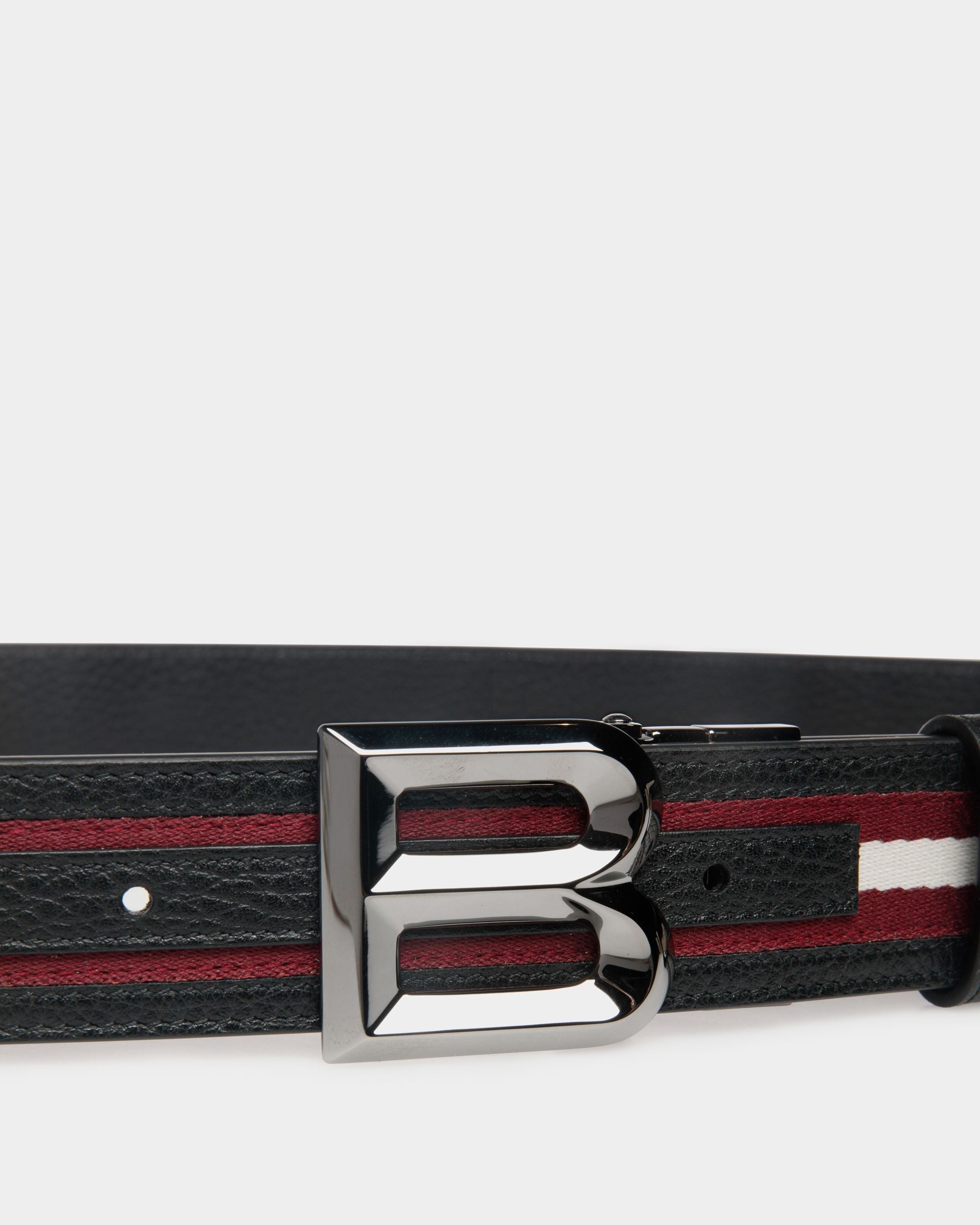 Bally Global - B Bold 35mm Reversible Belt In Red And White Fabric And Leather - Multicolor
