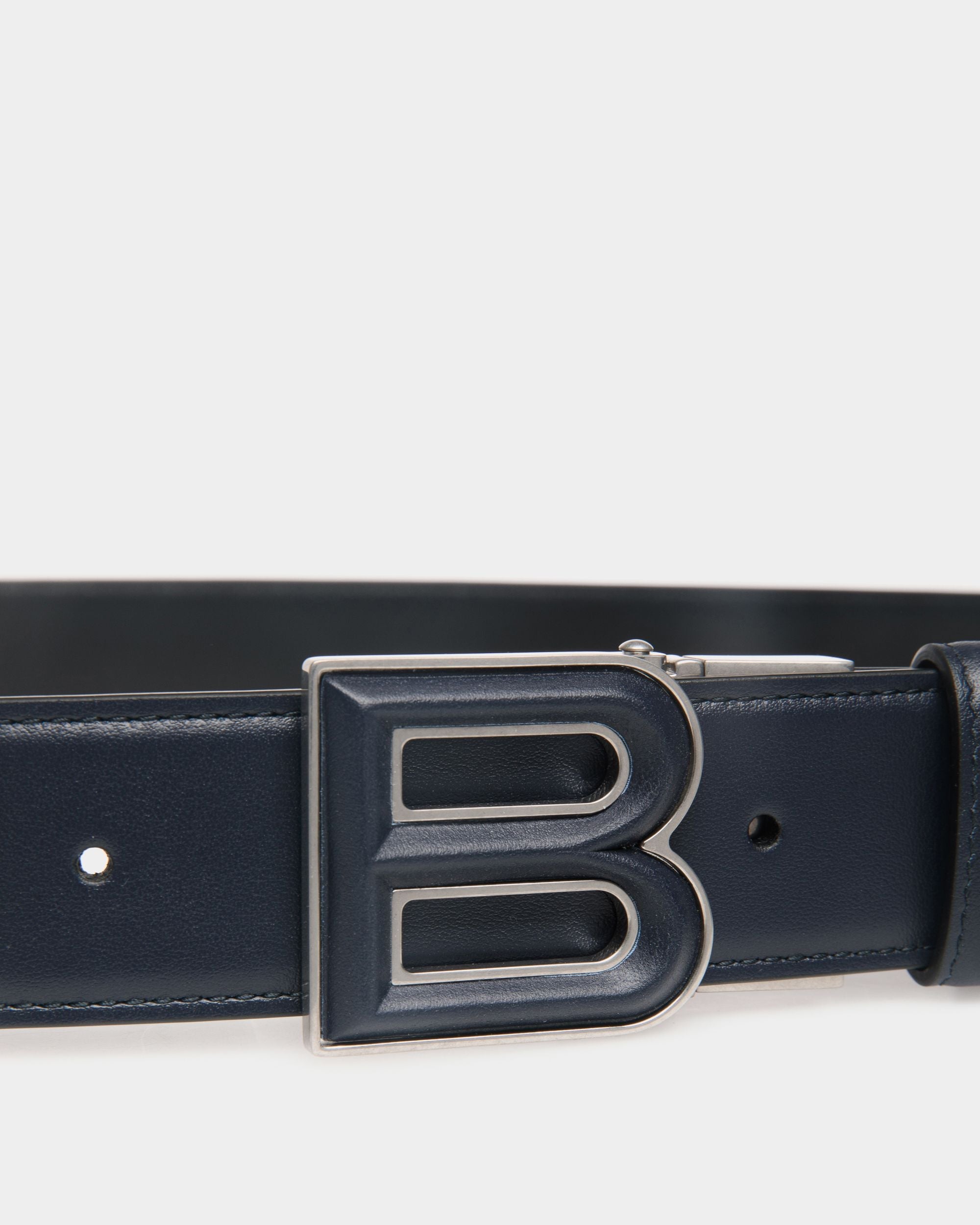 Bally Global - B Bold 35mm Reversible And Adjustable Belt In Navy Blue And Black Leather - Multicolor