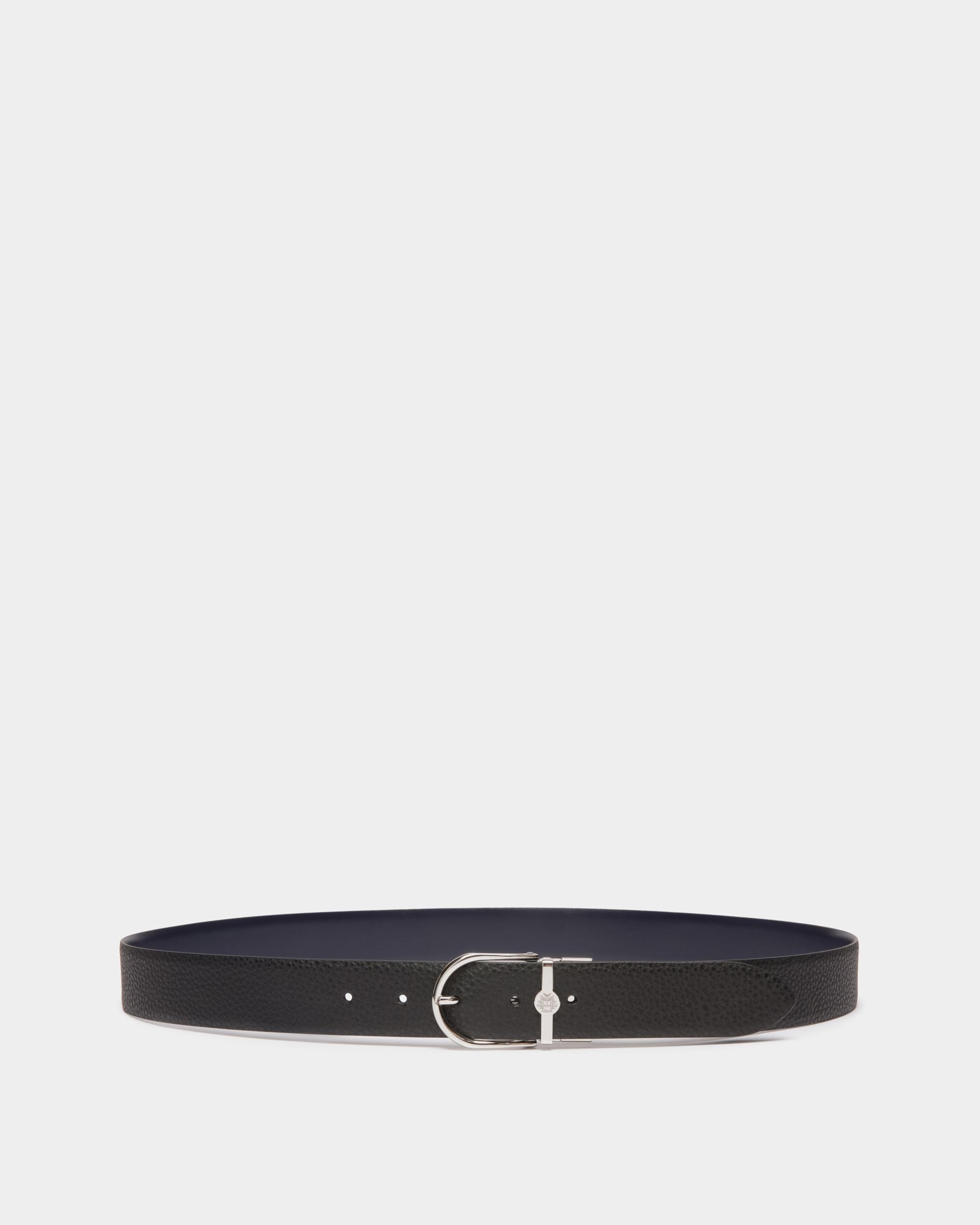 Bally Global - Hanky 35mm Reversible Belt in Black And Navy Blue Leather - Multicolor