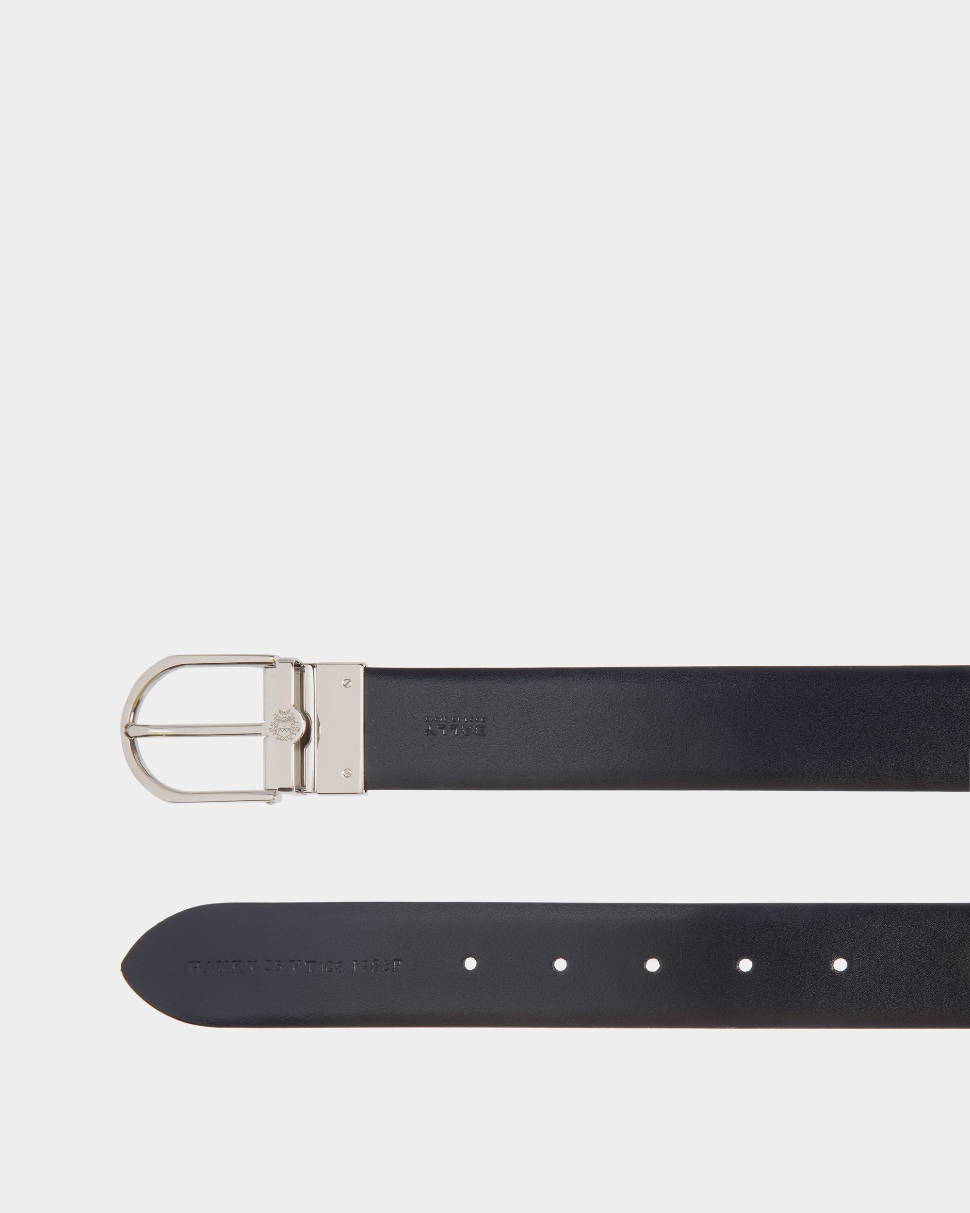Bally Global - Hanky 35mm Reversible Belt in Black And Navy Blue Leather - Multicolor