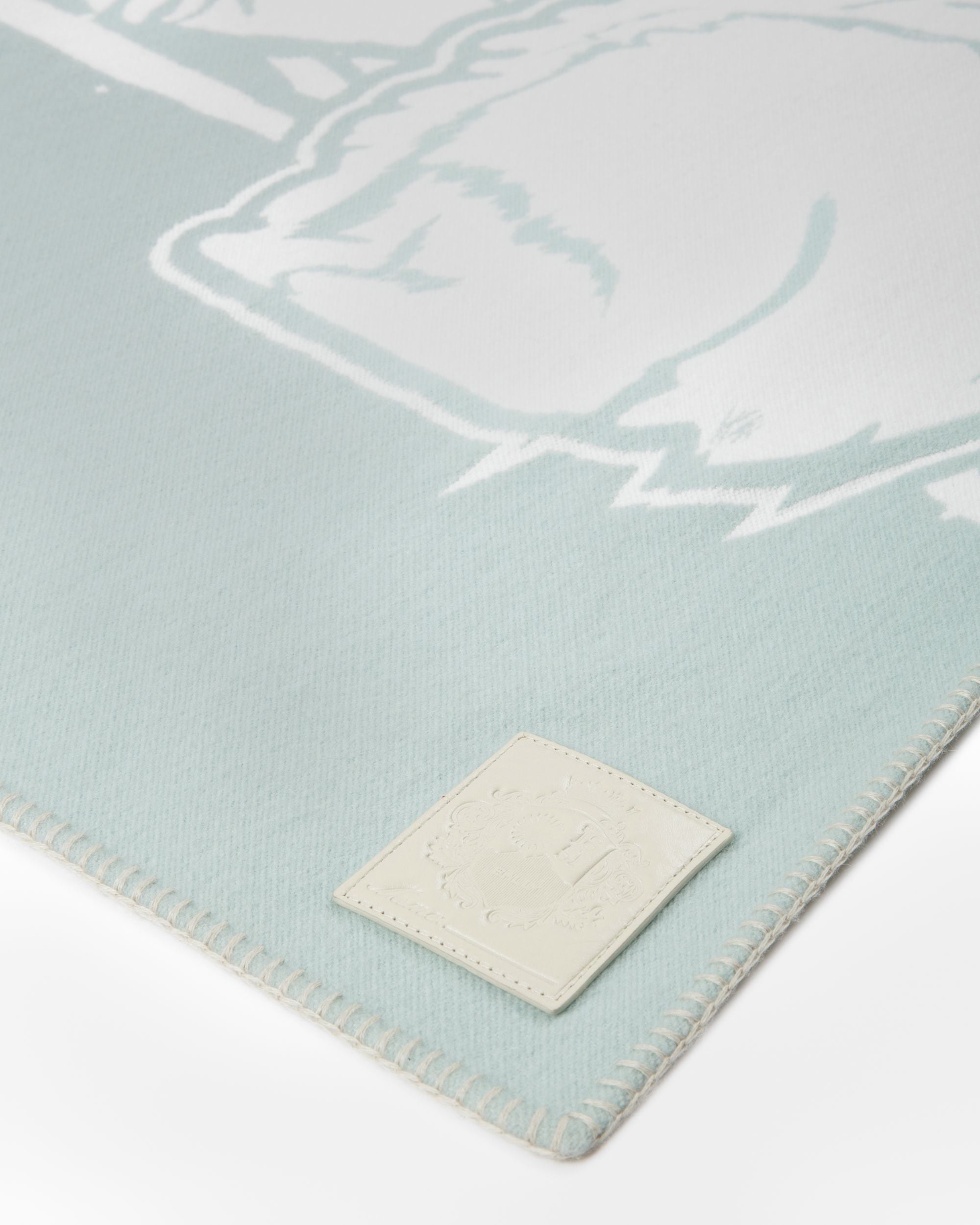 Bally Global - Wool Jacquard Shawl In Light Blue And Bone - Blue