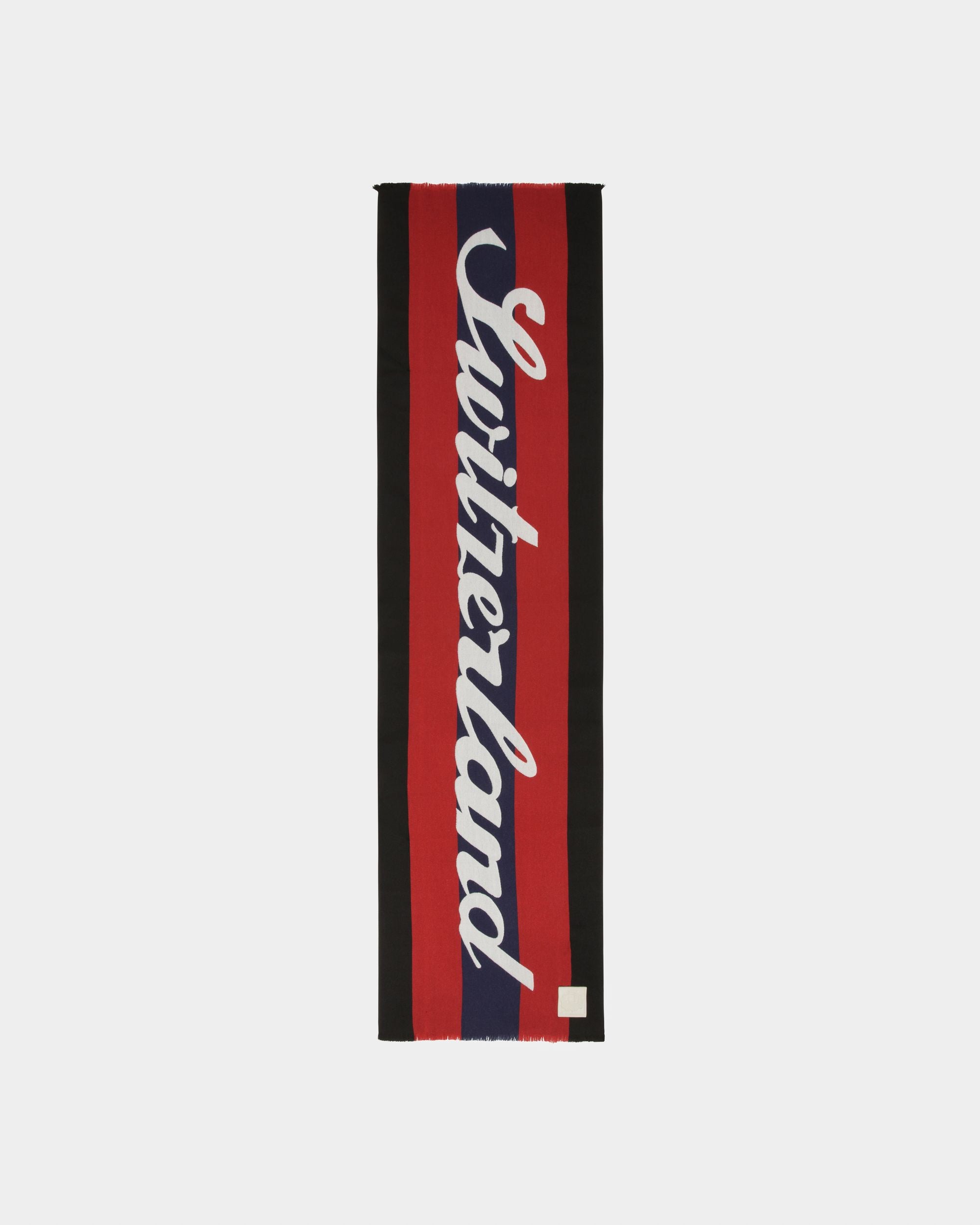 Bally Global - Wool Jacquard Scarf In Red & Navy - Multicolor