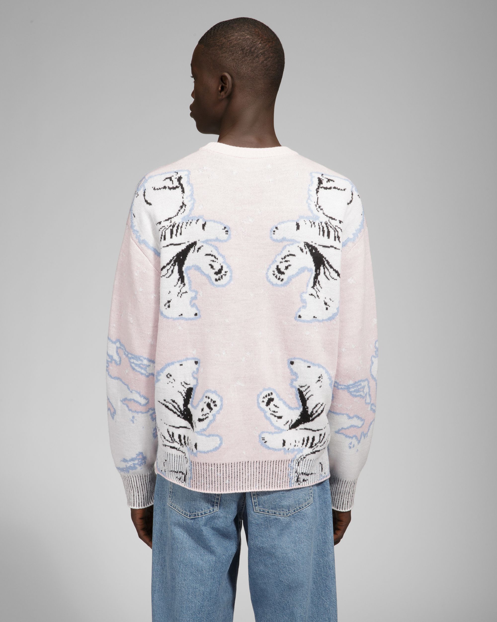 Bally Global - Merino Wool Crew Neck In Pink & Bone - Multicolor