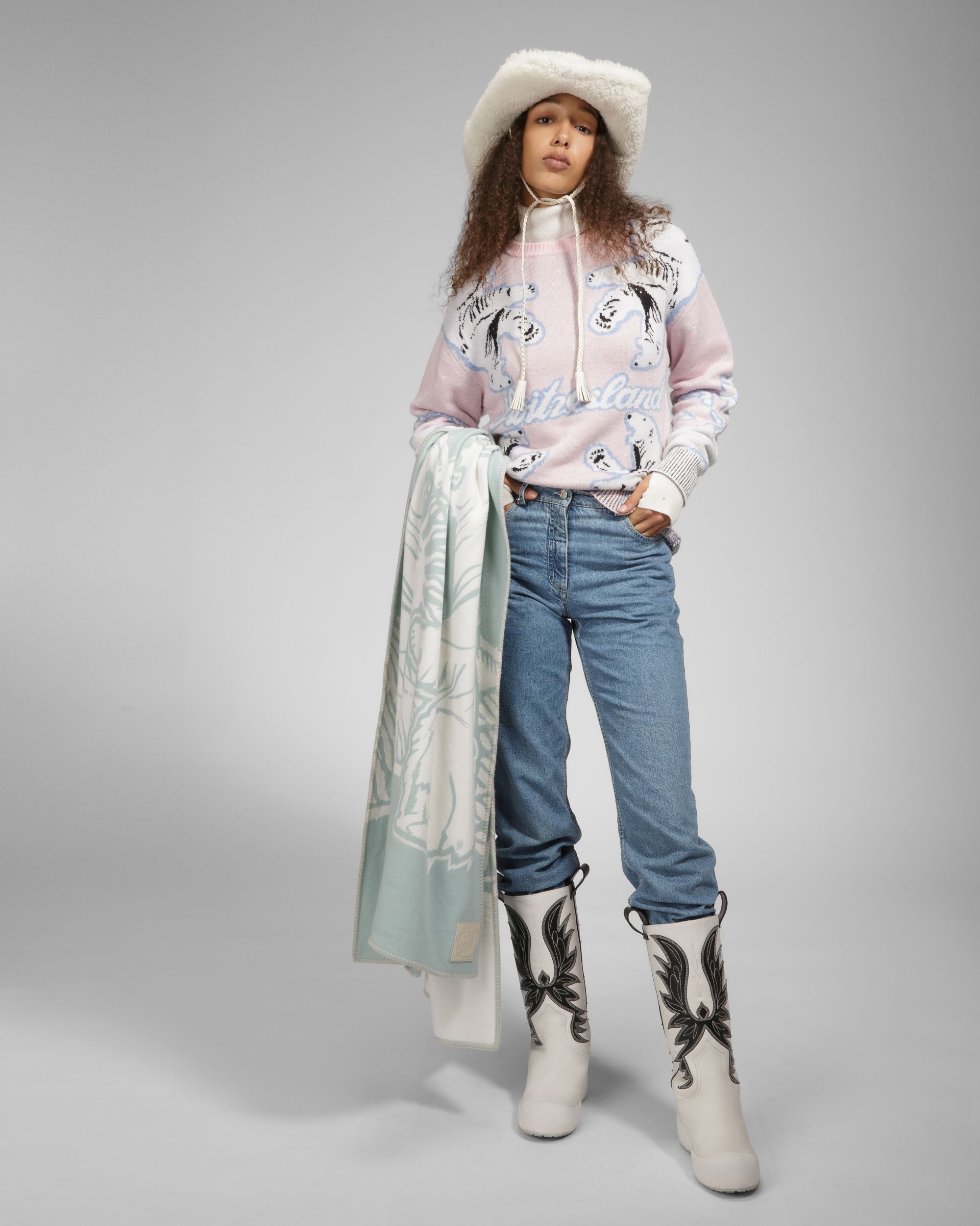 Bally Global - Merino Wool Crew Neck In Pink & Bone - Multicolor