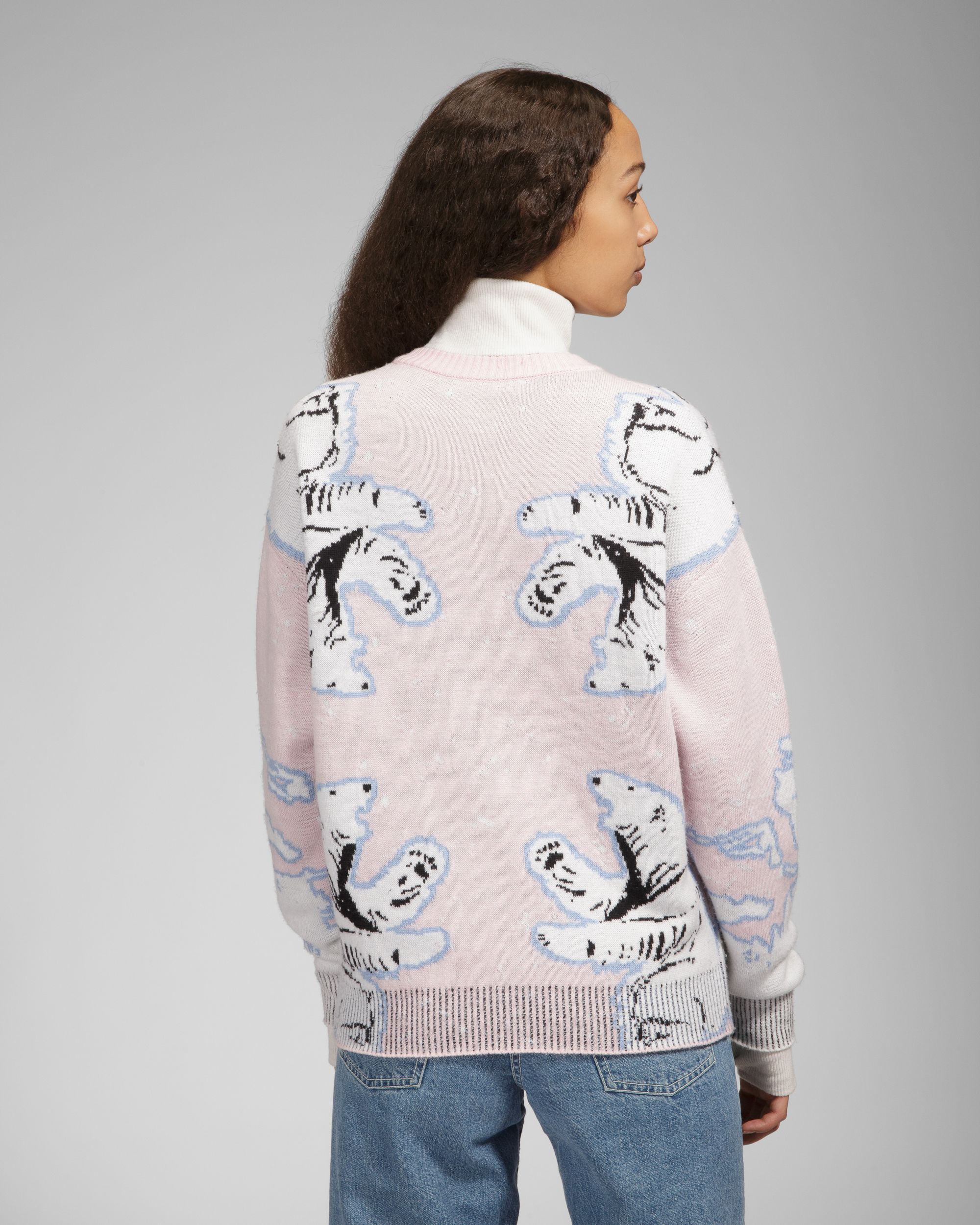 Bally Global - Merino Wool Crew Neck In Pink & Bone - Multicolor