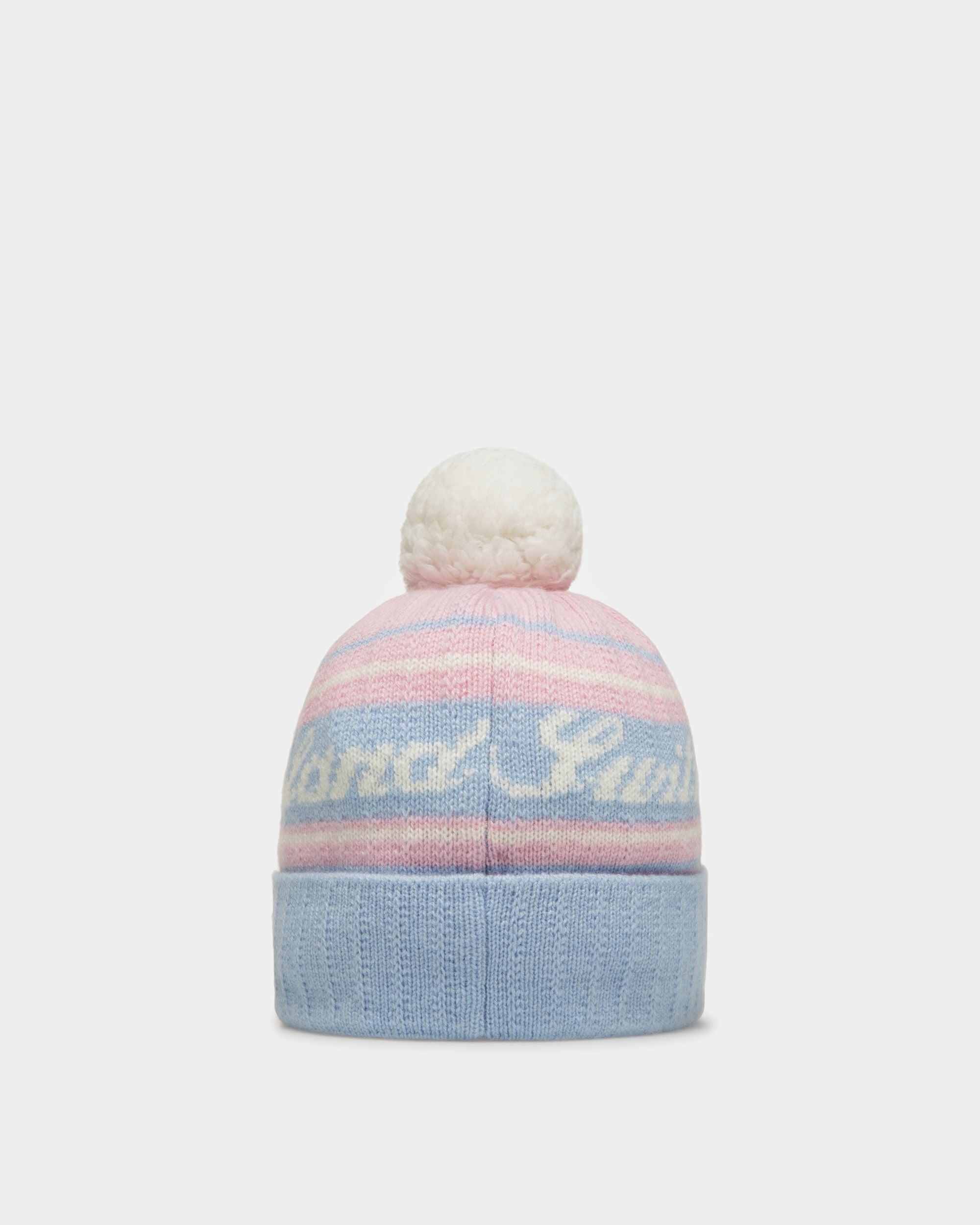 Bally Global - Wool Jacquard Hat In Light Blue & Pink - Multicolor