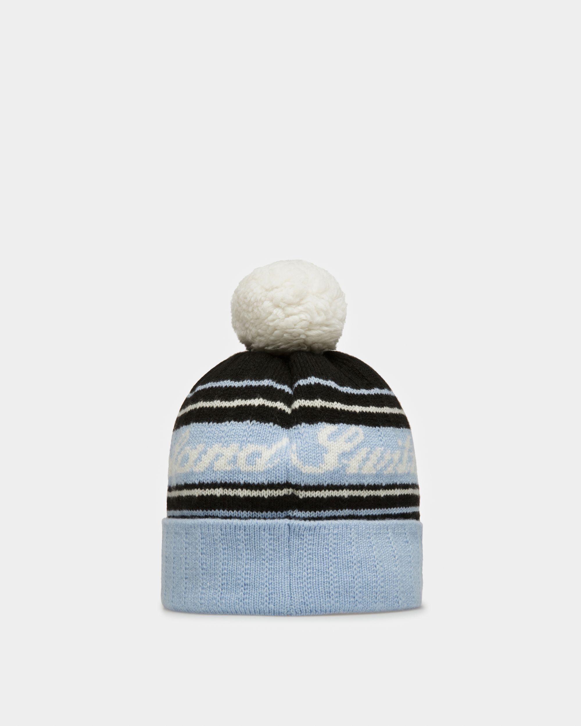 Bally Global - Bonnet Switzerland En Laine Jacquard Bleu Clair Et Noir - Multicolore