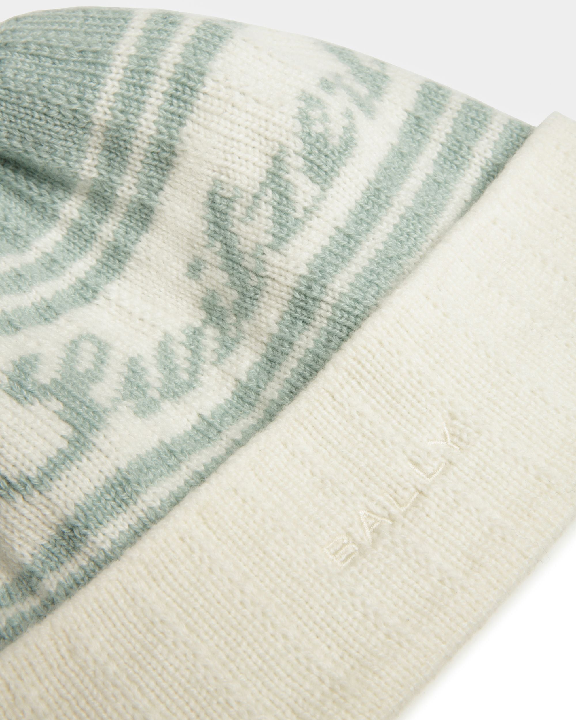 Bally Global - Wool Jacquard Hat In Light Blue & Bone - Multicolor