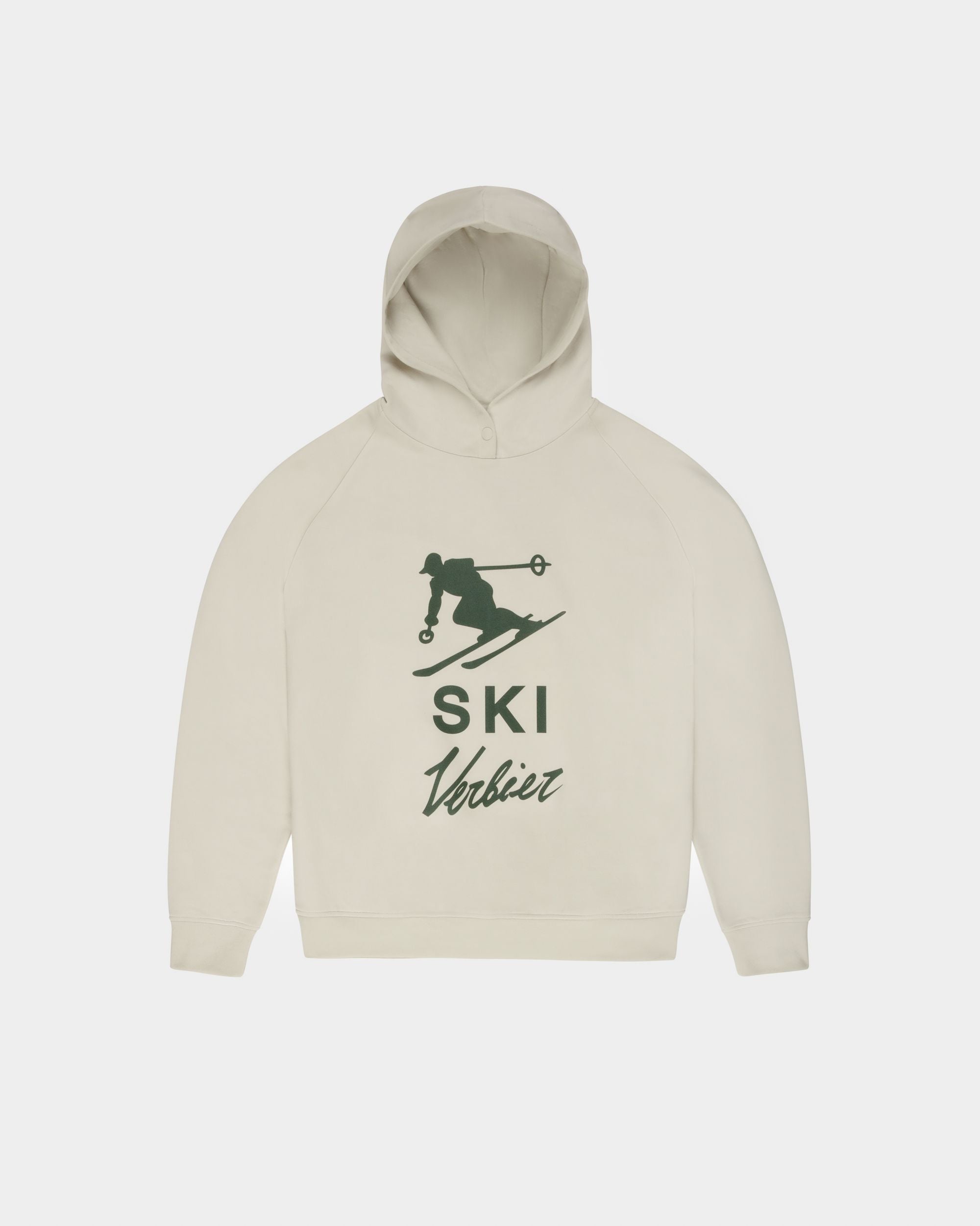 Bally Global - Curling Collection Hoodie in Grey Cotton with a Ski Verbier Print - Grey