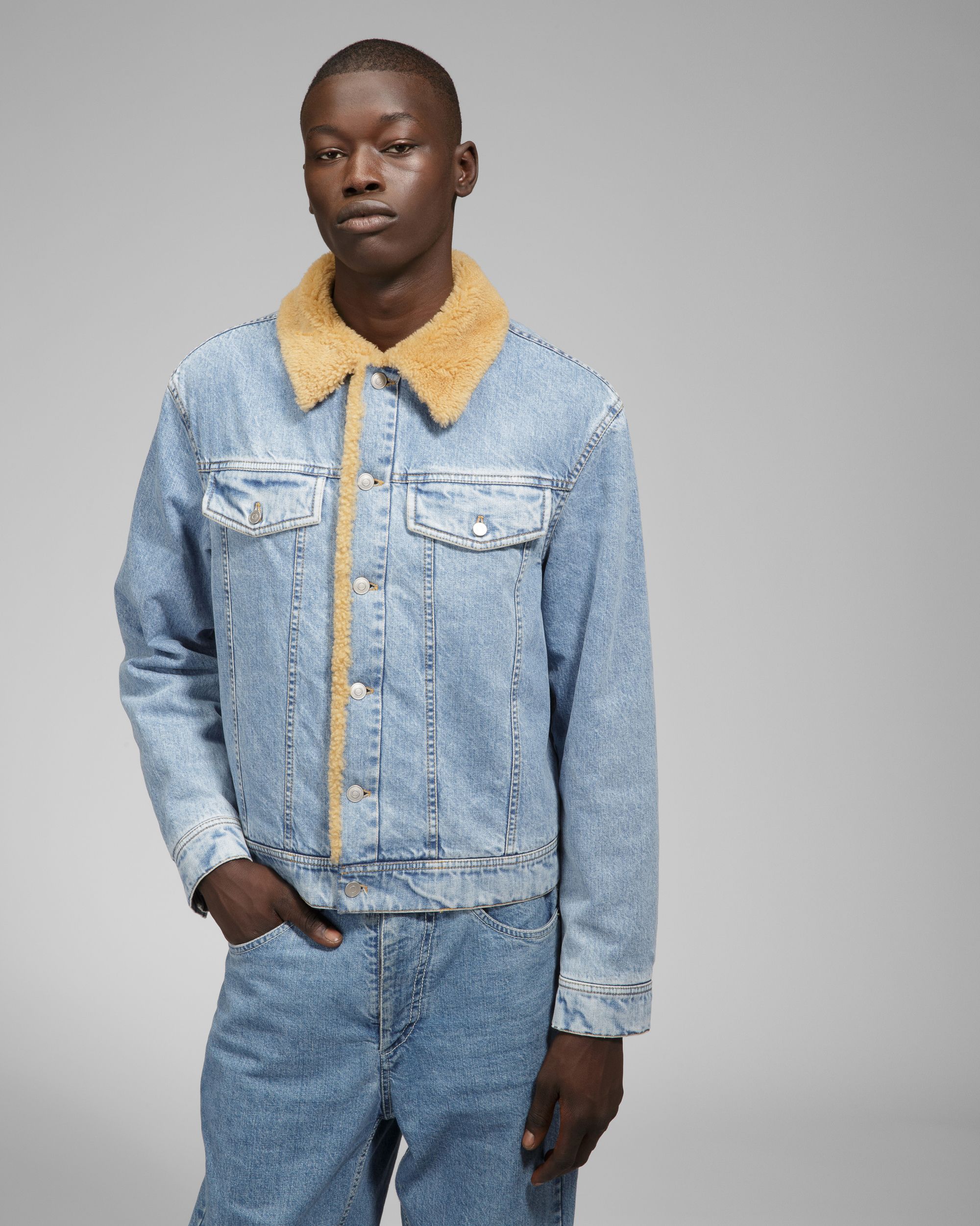 Bally Global - Shearling Detail Jacket - Blue