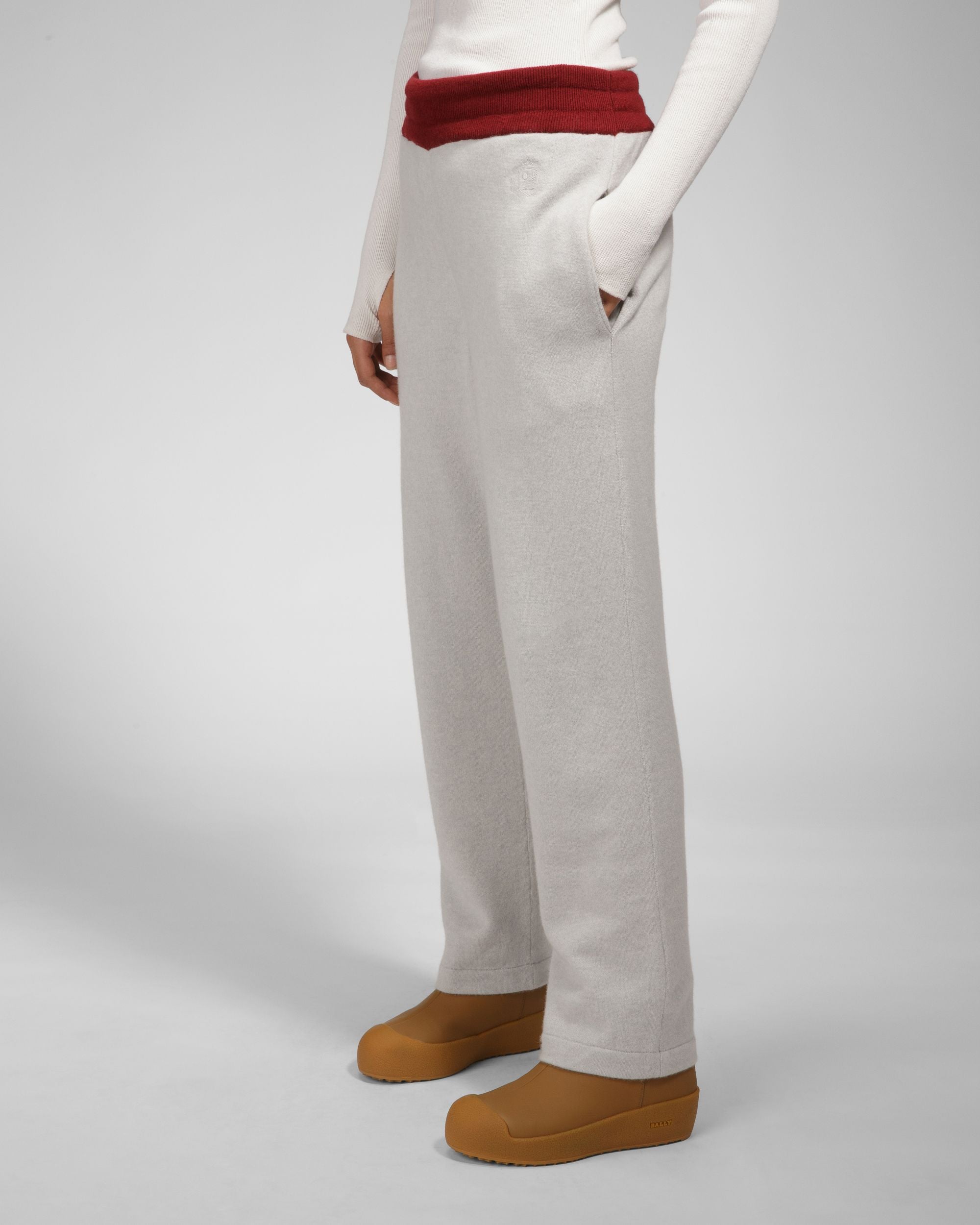 Bally Global - Curling Collection Pants in Light Grey and Red Cashmere - Multicolor