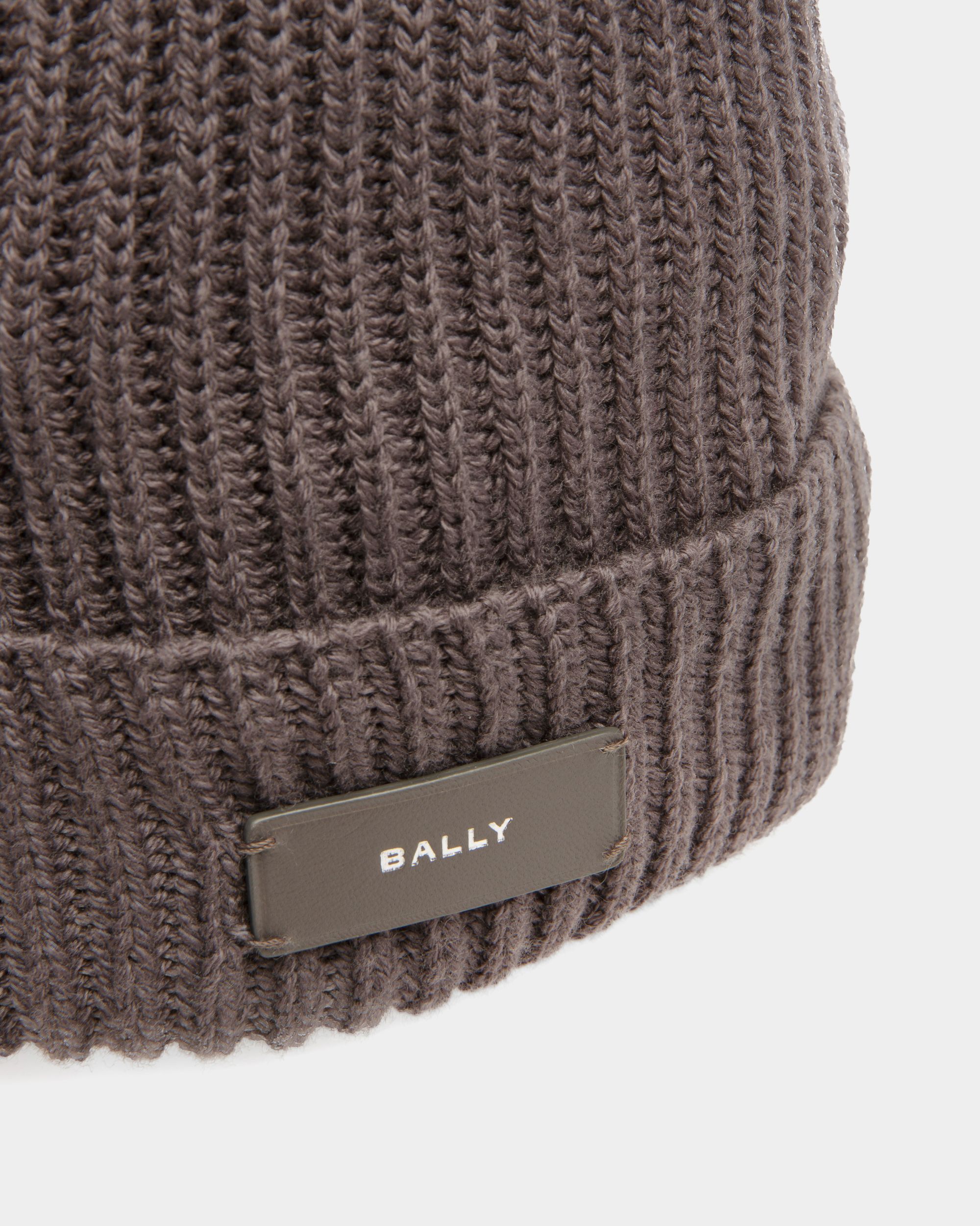 Bally Global - Ribbed Beanie Hat In Dark Mineral Wool - Grey