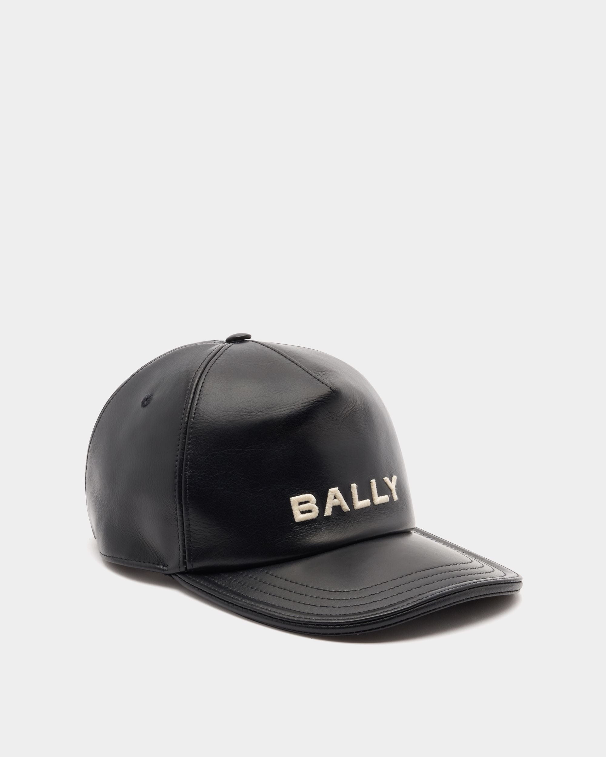 Bally Global - Gorra Con Logotipo De Piel Negra - Negro
