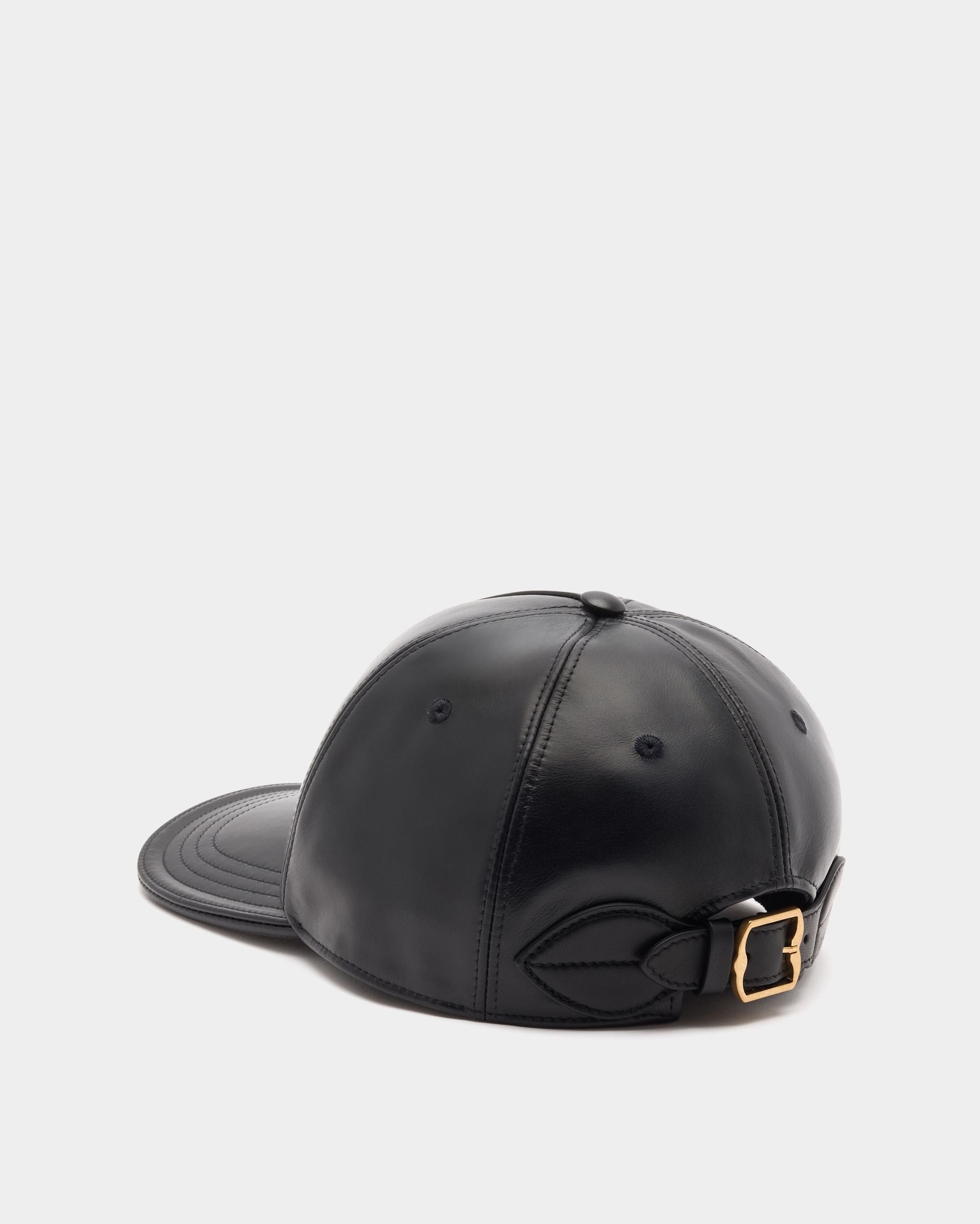 Bally Global - Gorra Con Logotipo De Piel Negra - Negro