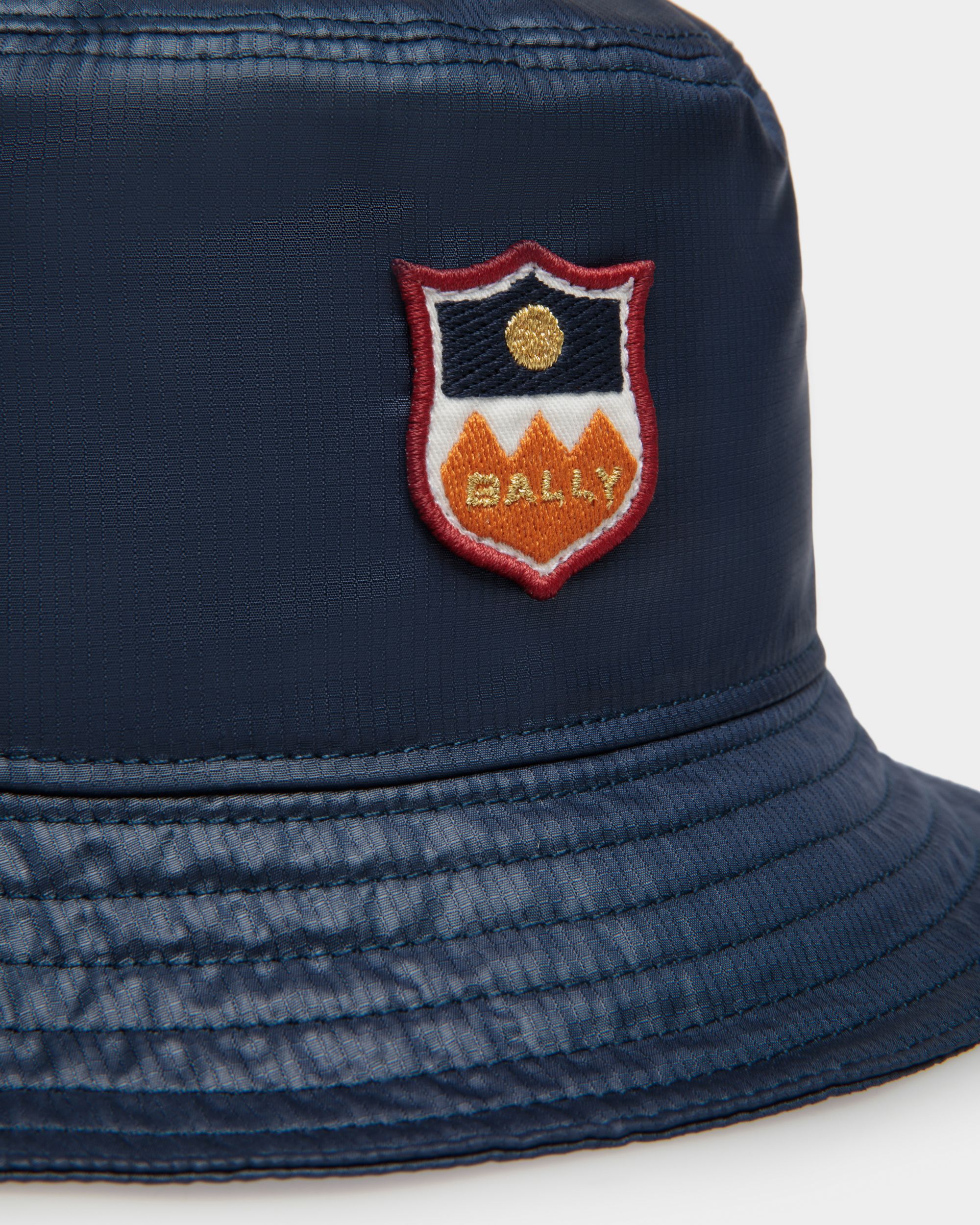 Bally Global - Men's Bucket Hat in Navy Blue Technical Fabric - Blue