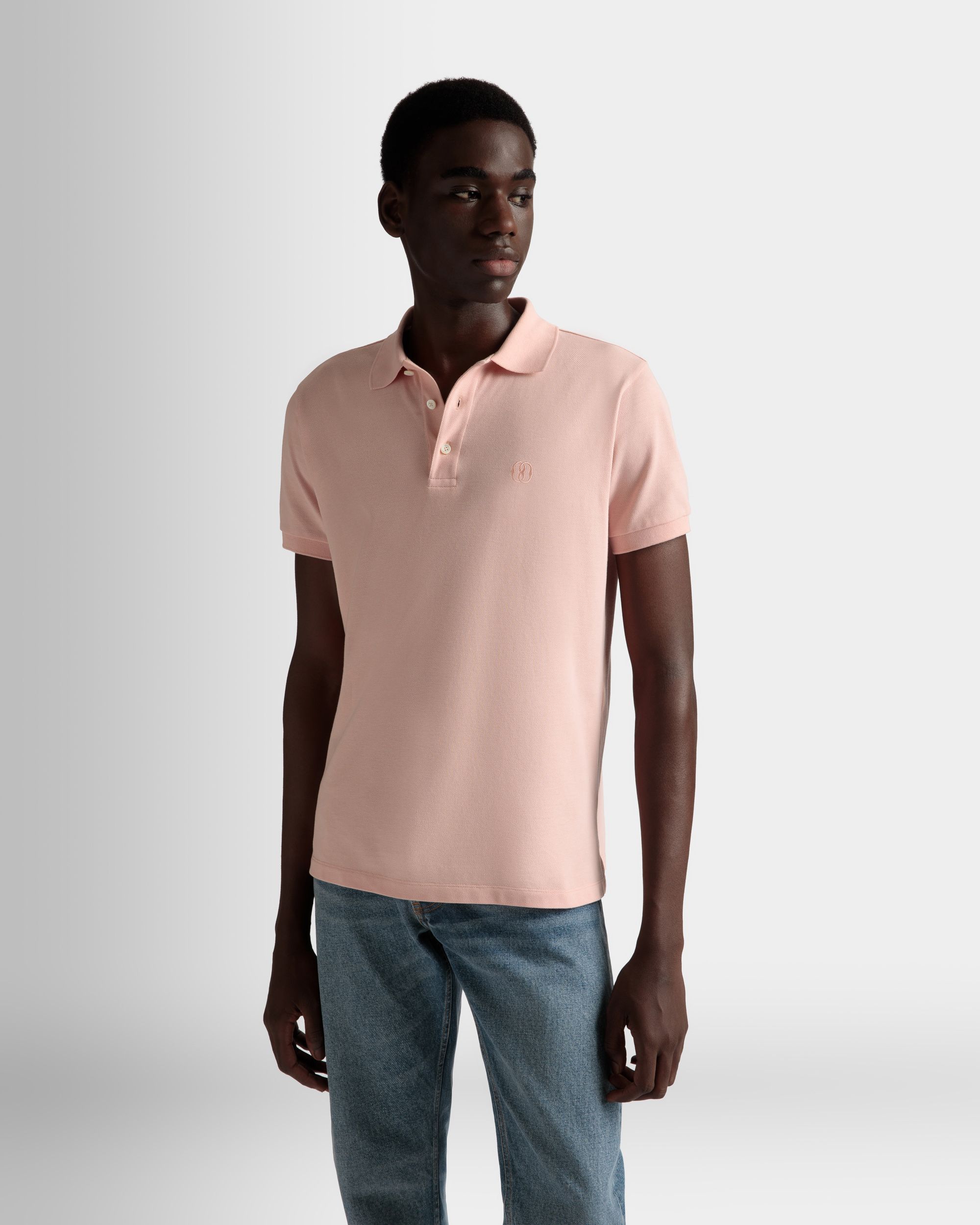 Bally Global - Short Sleeve Polo In Dusty Petal Cotton - Pink