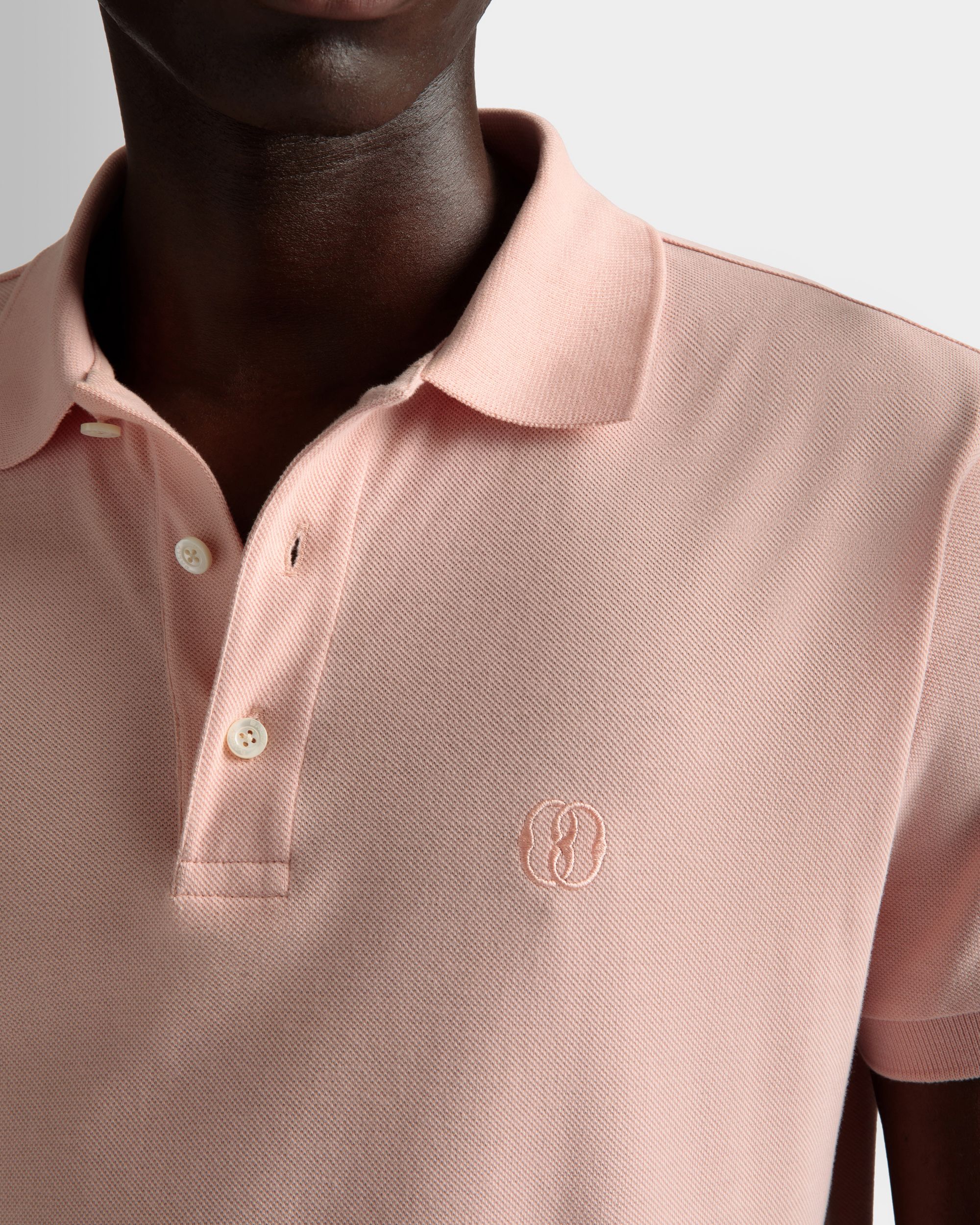 Bally Global - Short Sleeve Polo In Dusty Petal Cotton - Pink