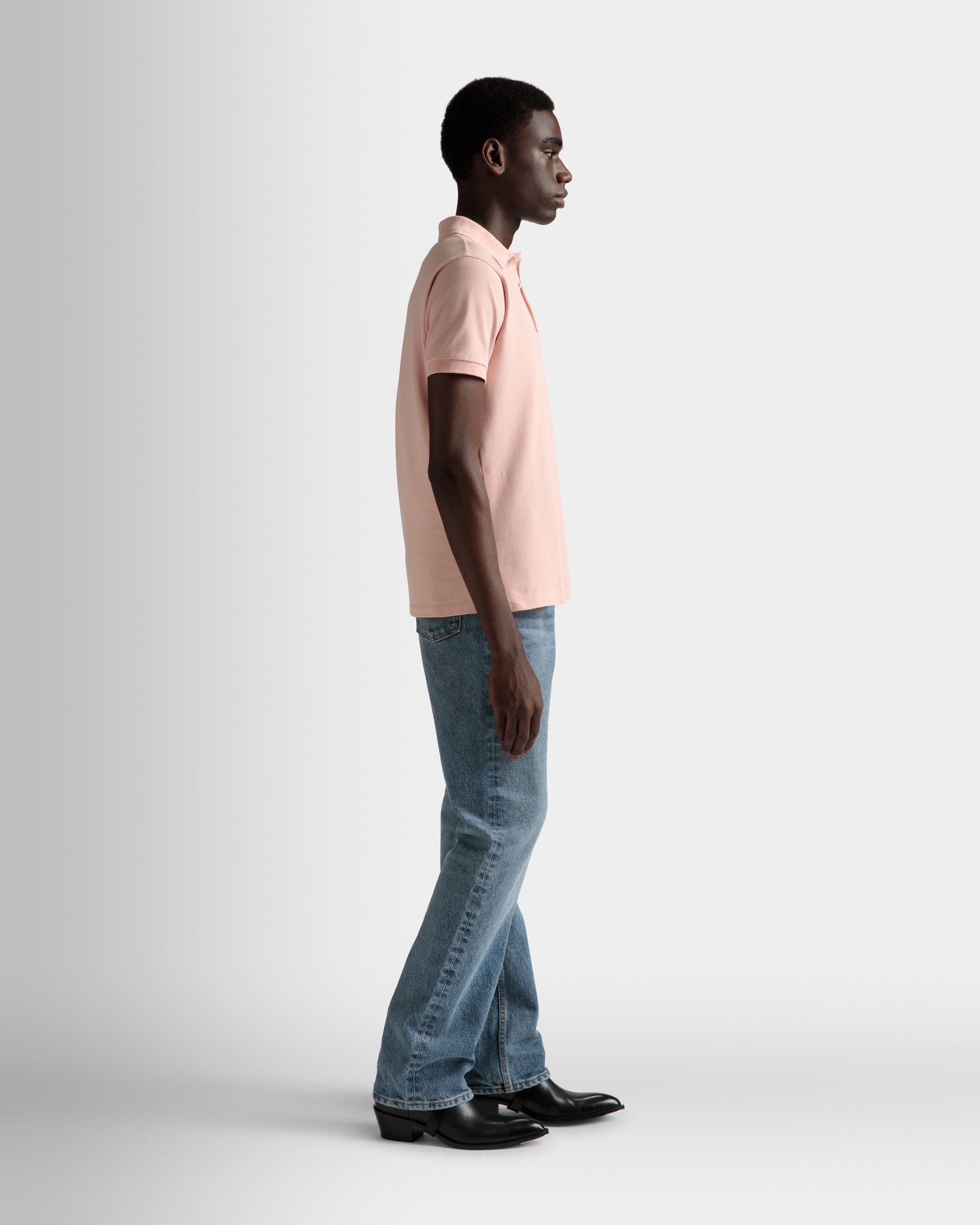 Bally Global - Short Sleeve Polo In Dusty Petal Cotton - Pink