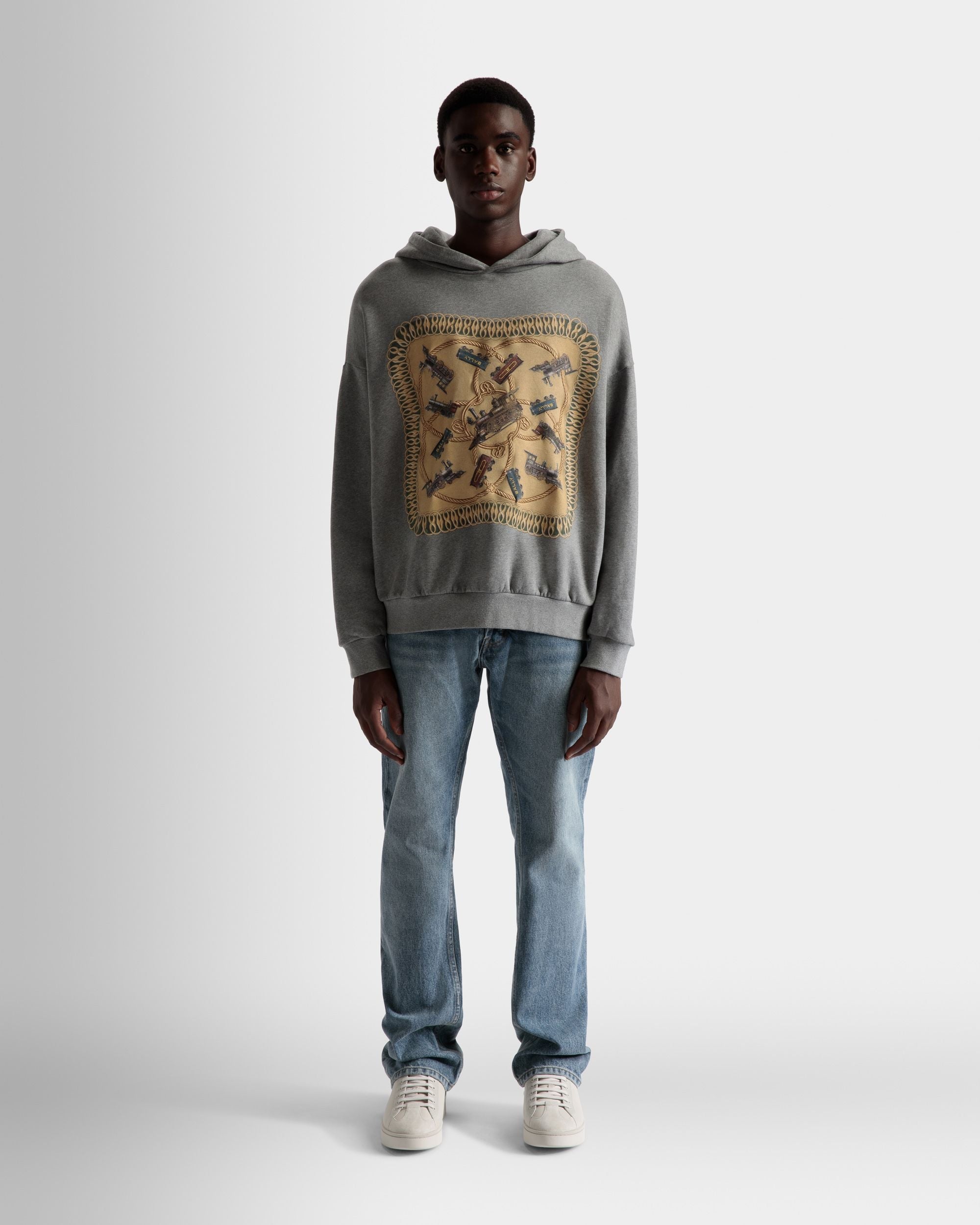 Bally Global - Sudadera Con Capucha Y Estampado Train De Algodón En Gris Jaspeado - Gris